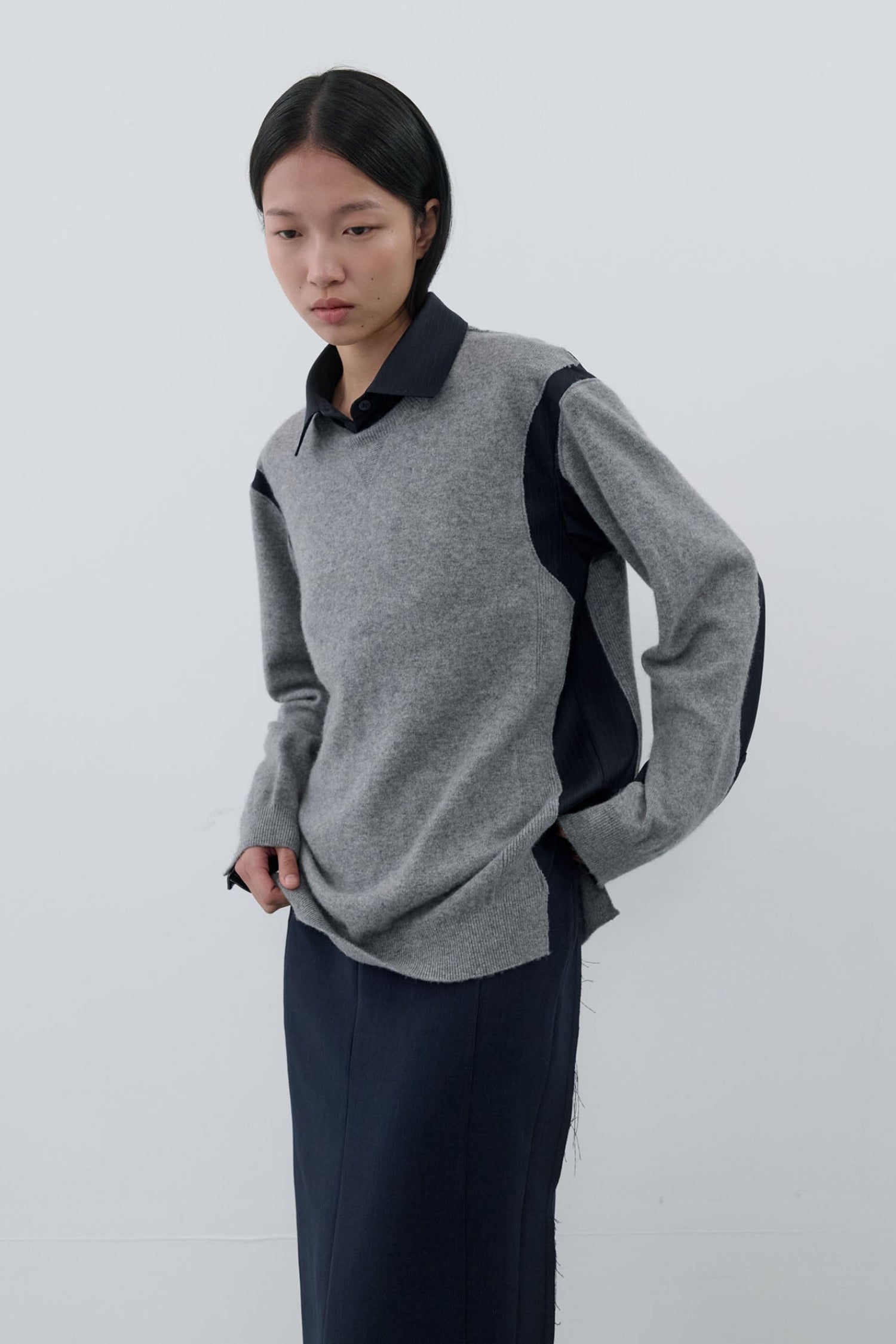 Cashmere Shirt Paneled Knit