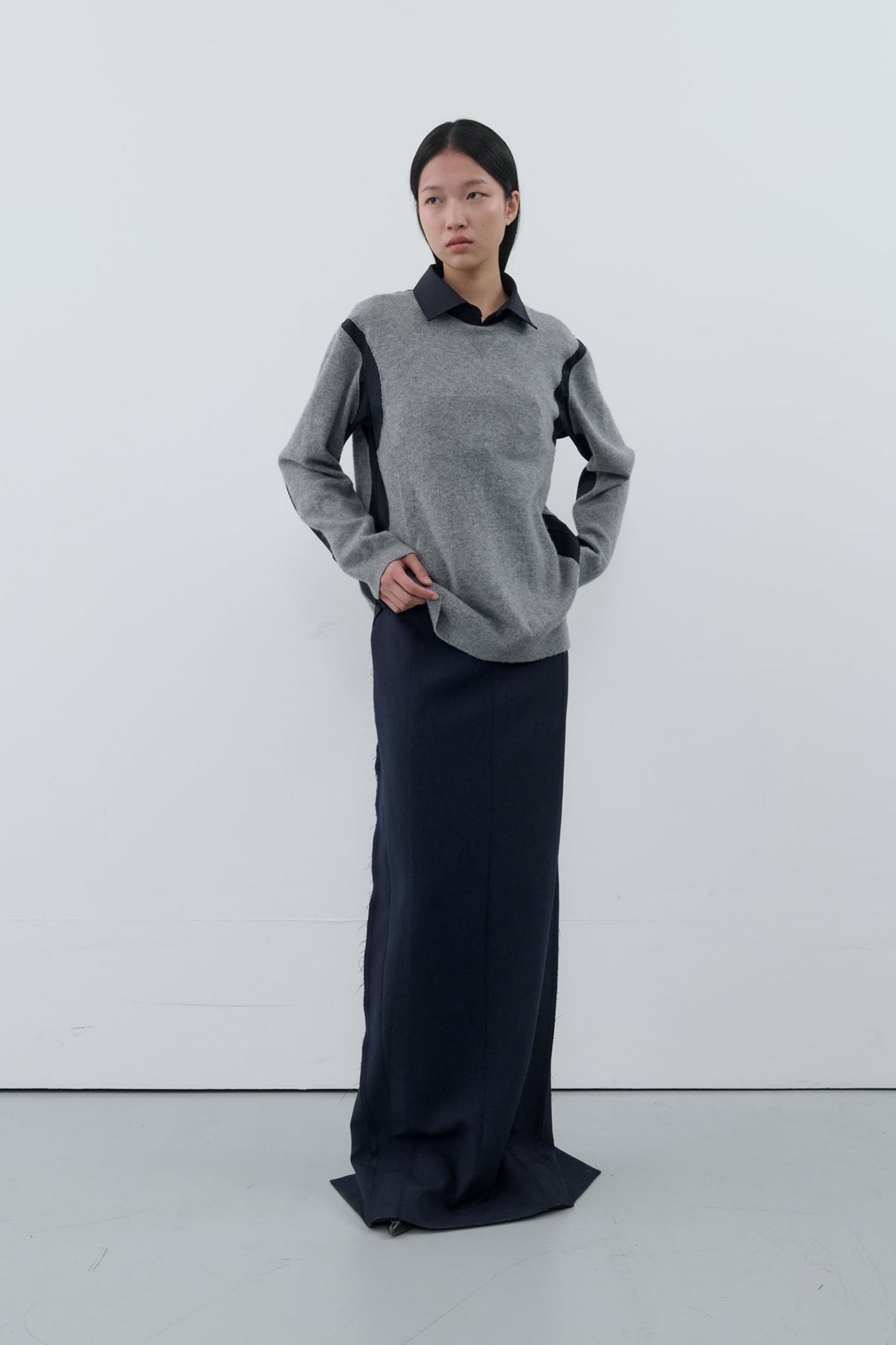 Cashmere Shirt Paneled Knit