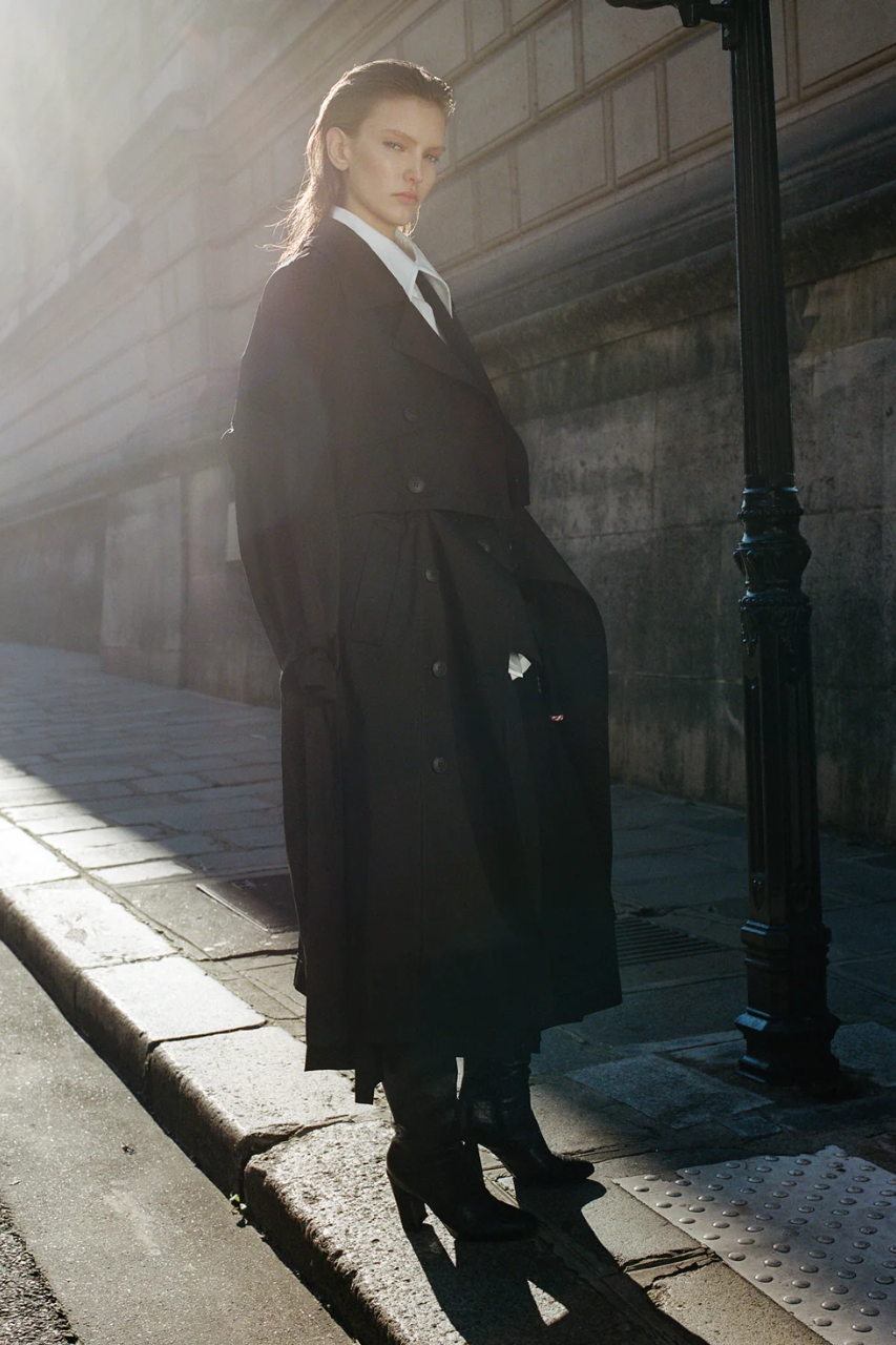REVERSIBLE DOUBLE-BREASTED TRENCH COAT