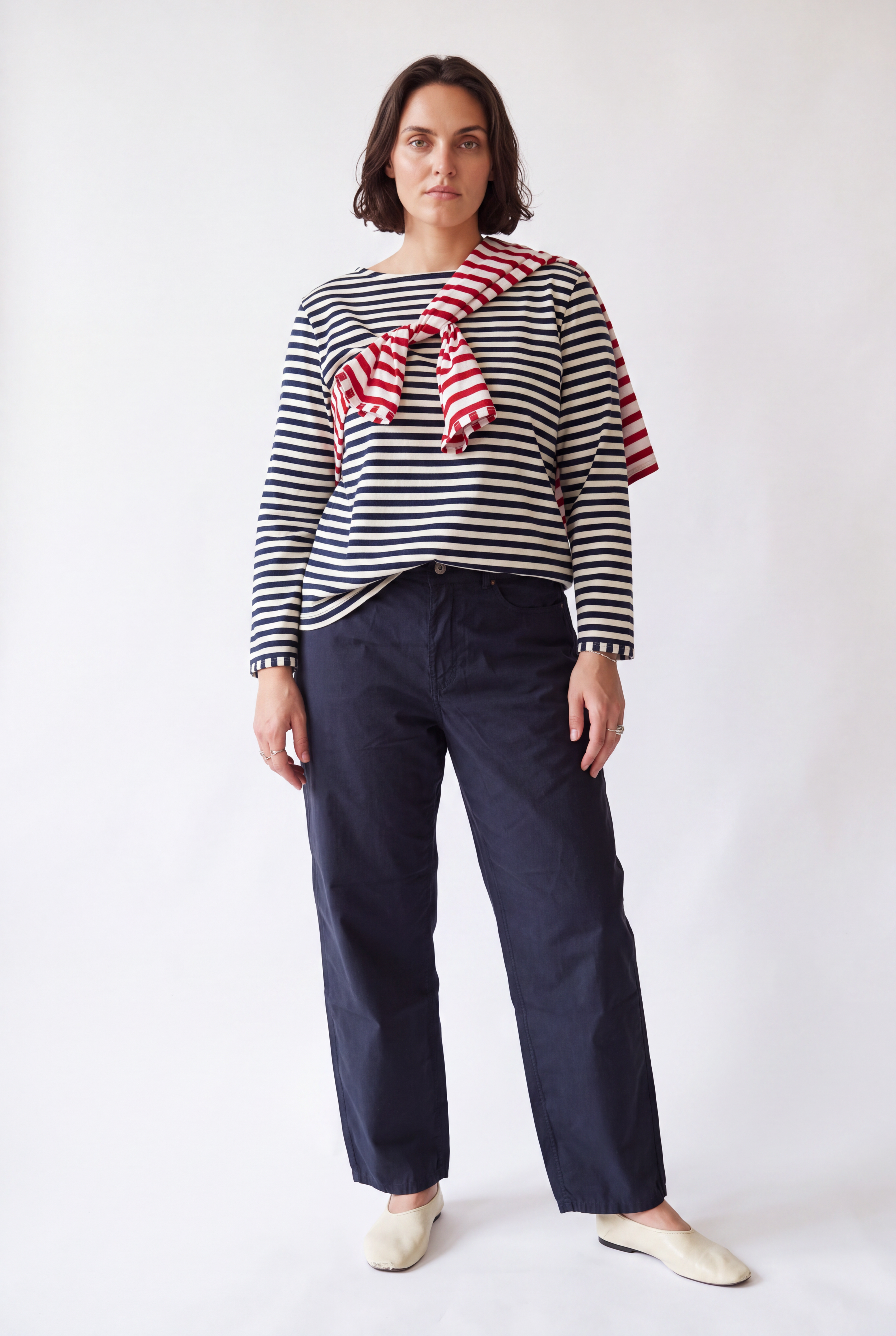 Sharon ecru navy pants