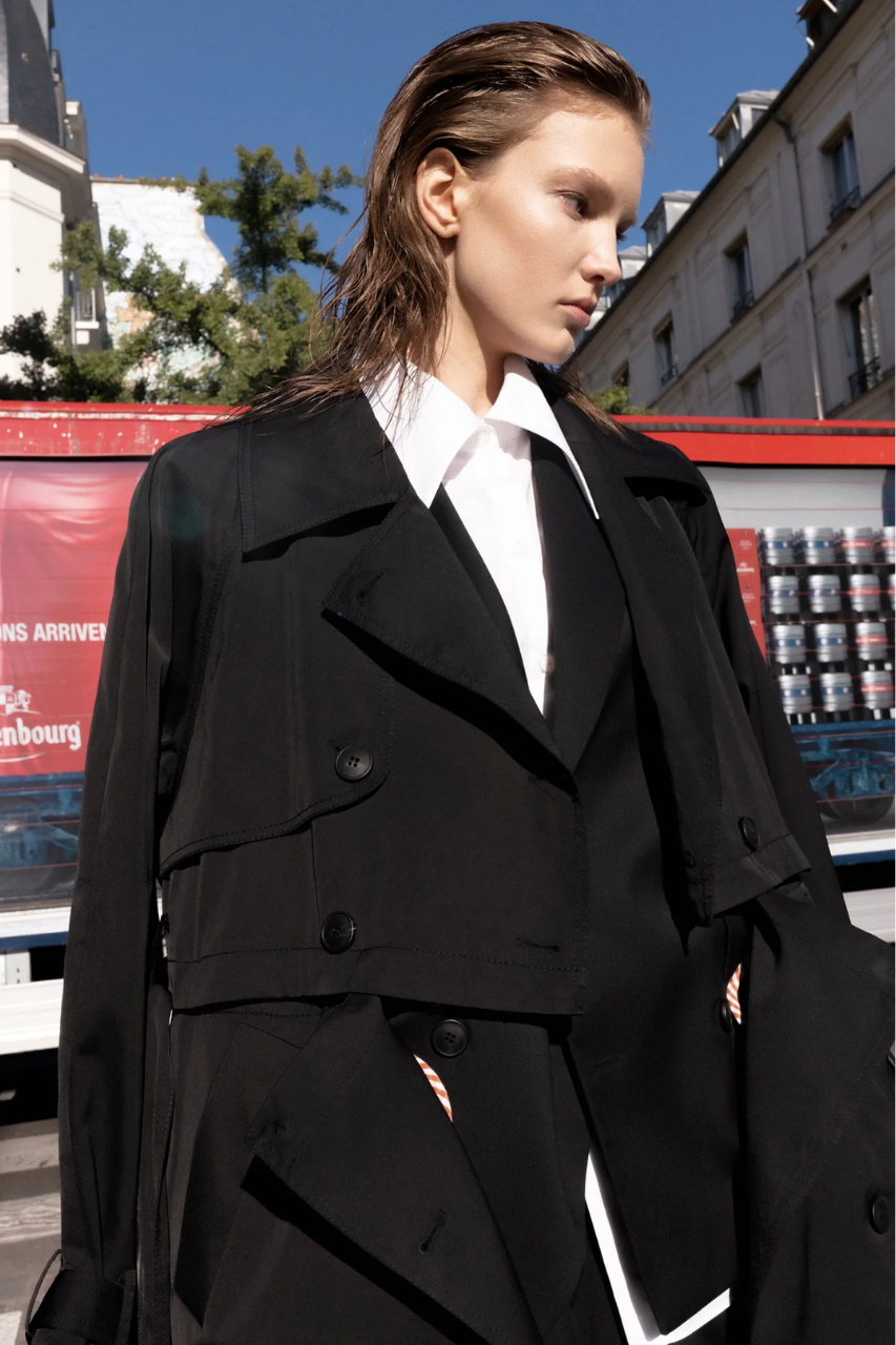 REVERSIBLE DOUBLE-BREASTED TRENCH COAT