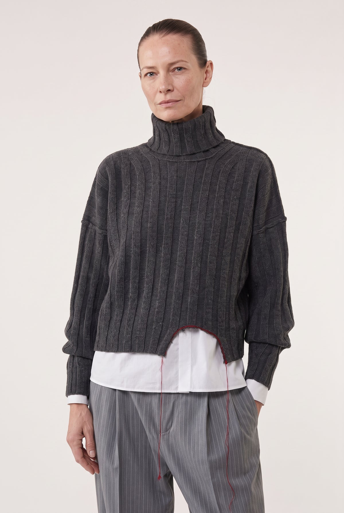 Ribbed Cashmere Turtle Neck Sweater