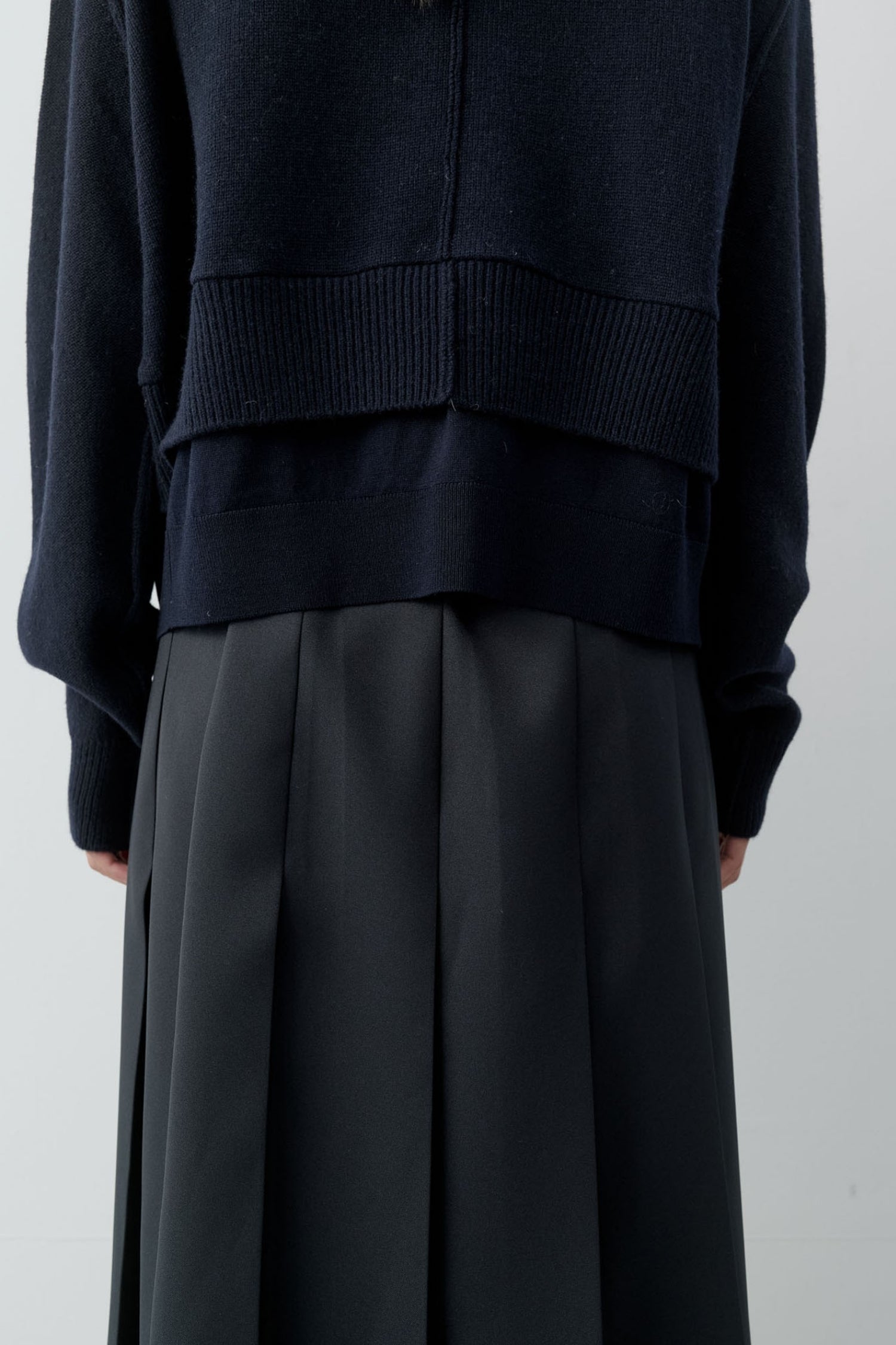 Layered Bottom High Neck Knit