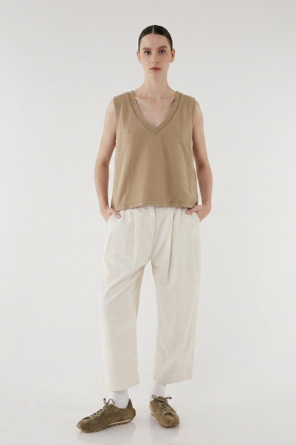 Lana Camel V-Neck Top