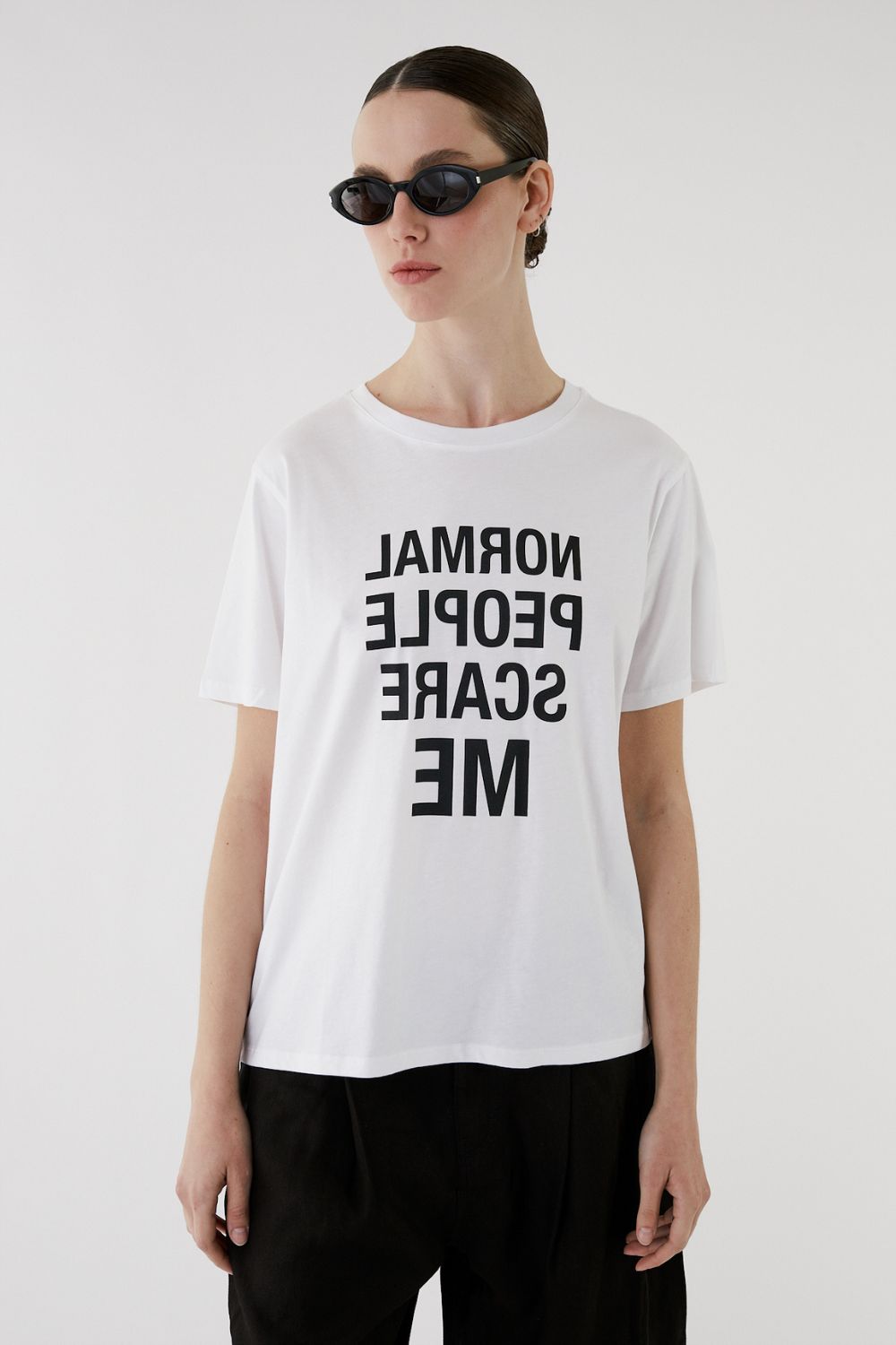 White Printed T
