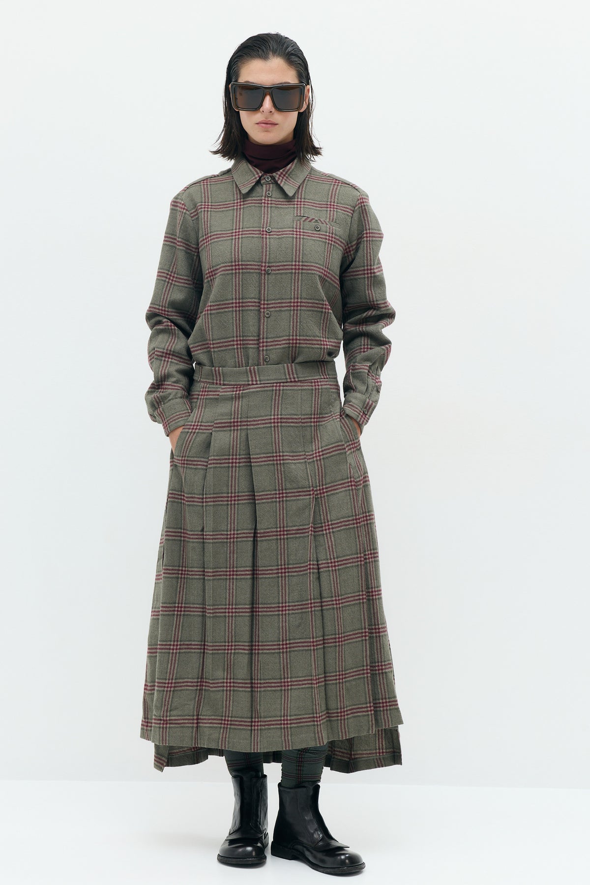 EDDA Checked Pleated Skirt