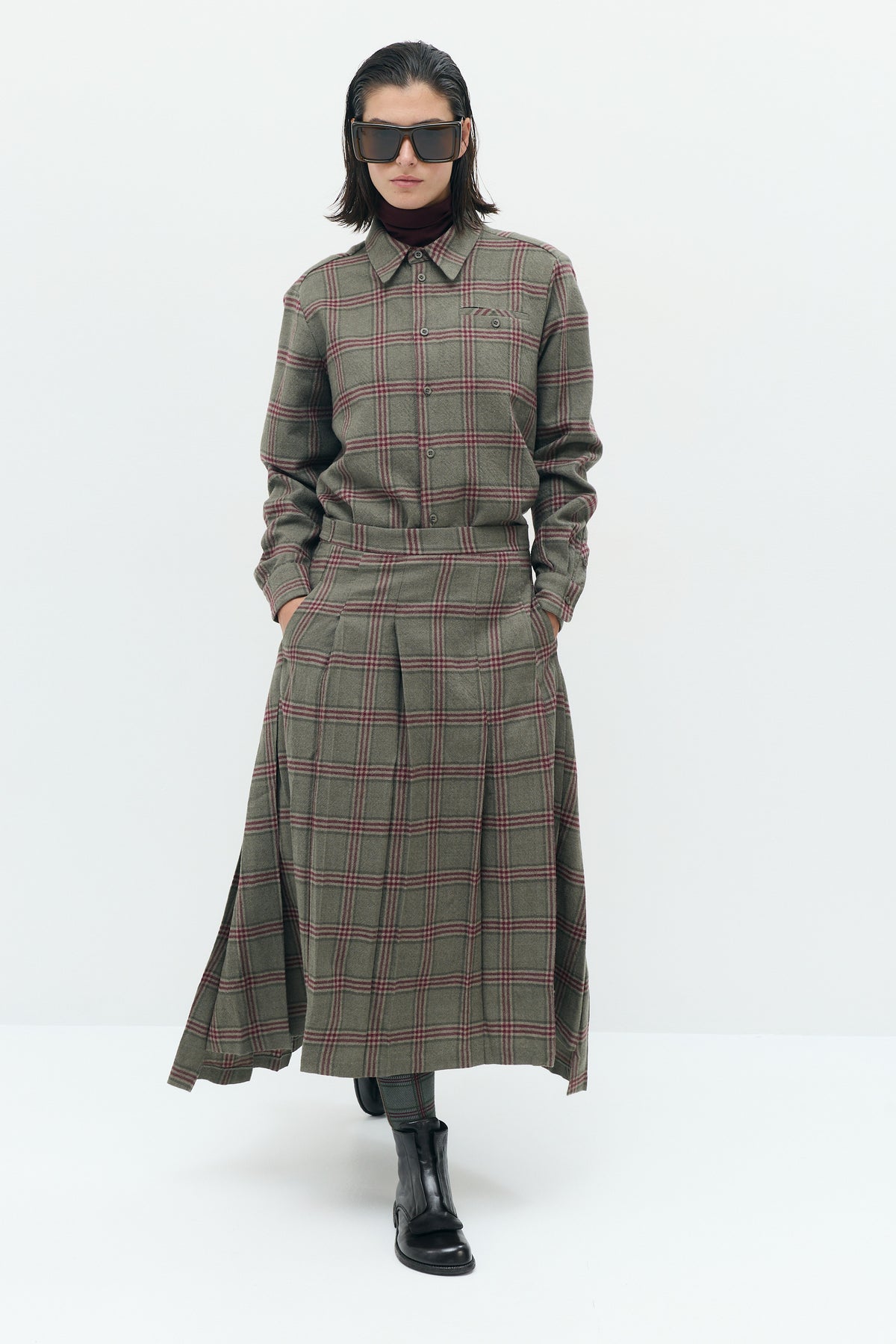 EDDA Checked Pleated Skirt