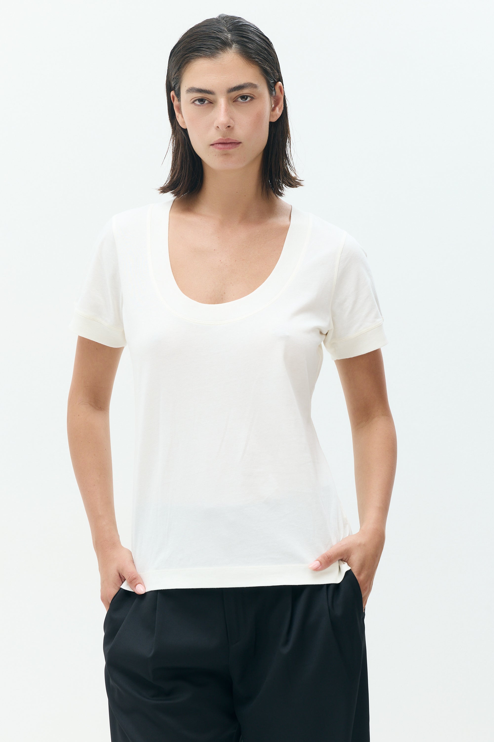MILA Fitted Off-White T-Shirt