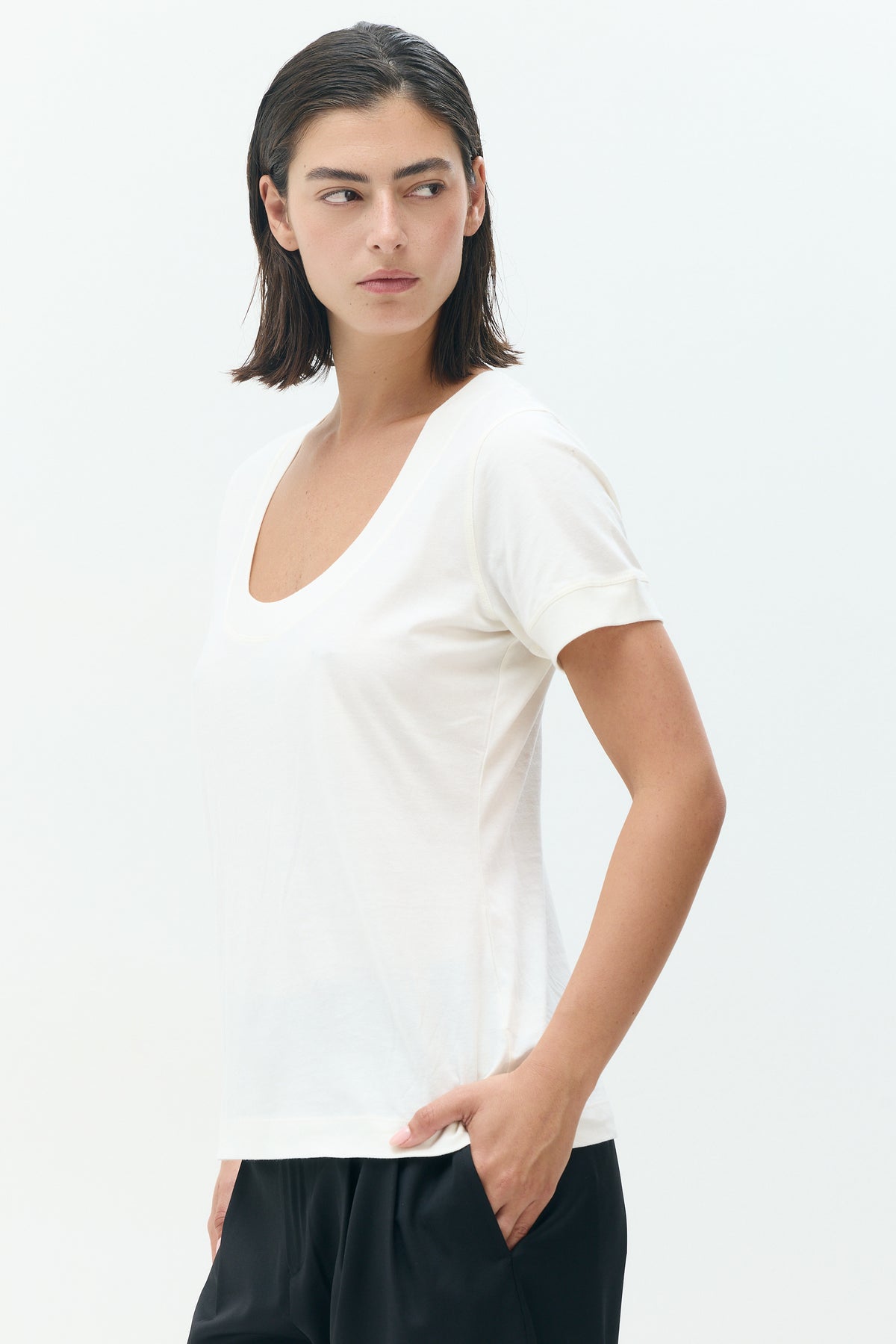 MILA Fitted Off-White T-Shirt