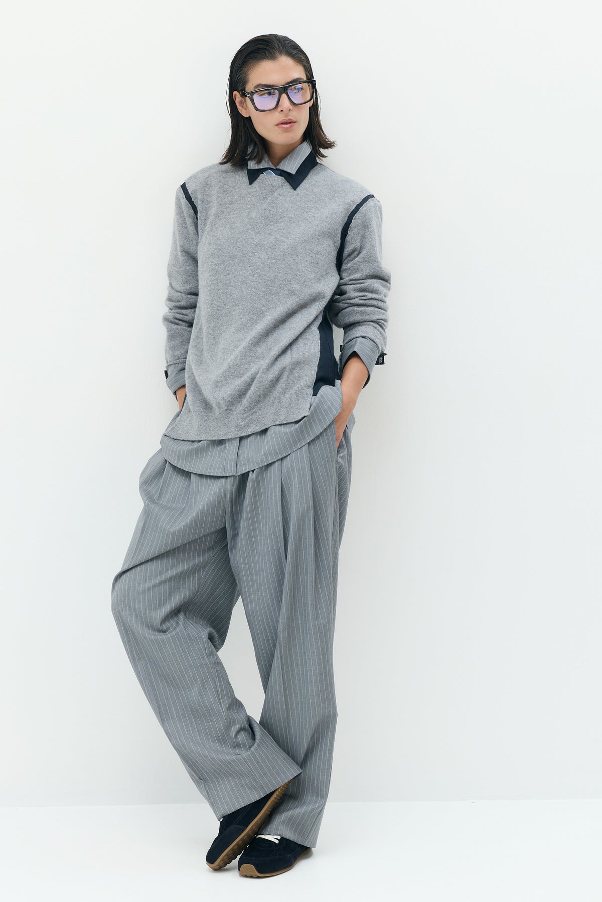Cashmere Shirt Paneled Knit
