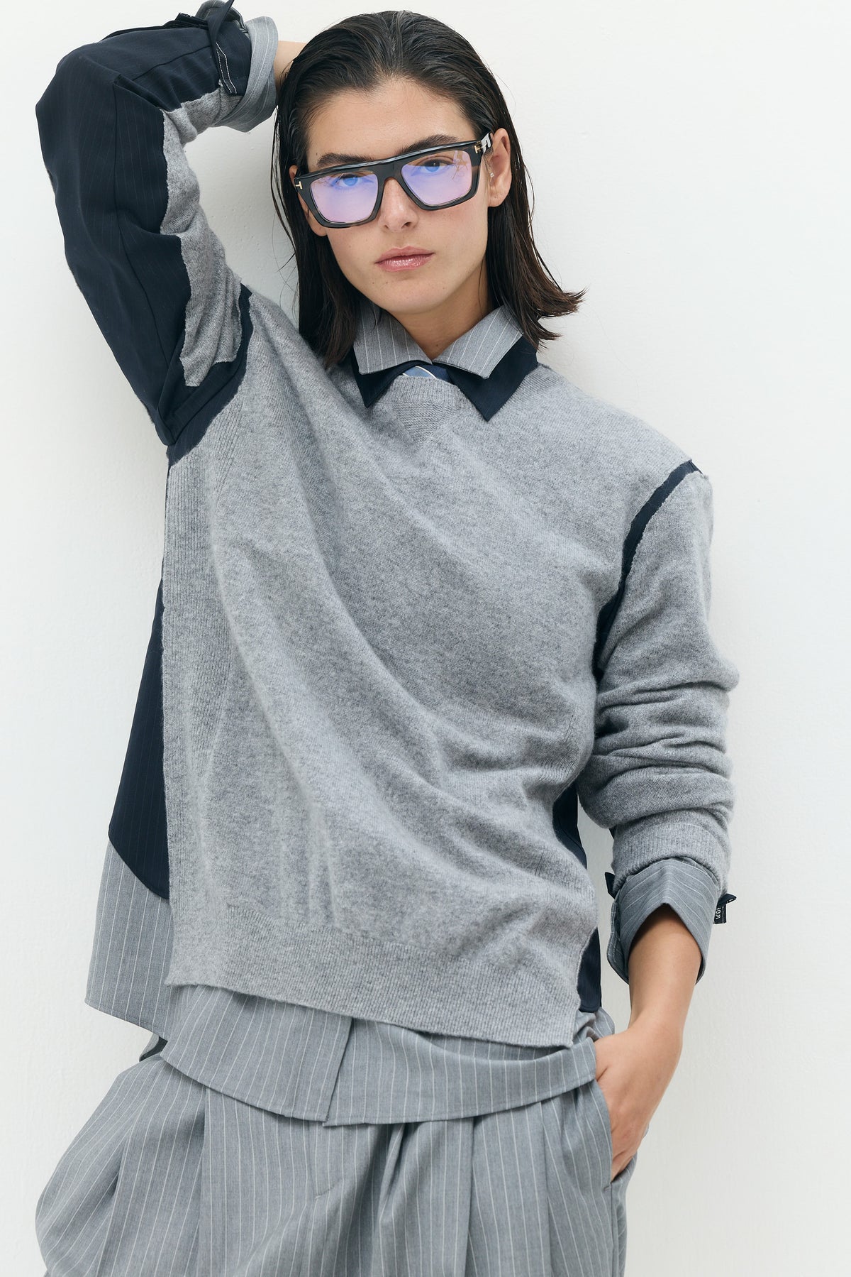 Cashmere Shirt Paneled Knit