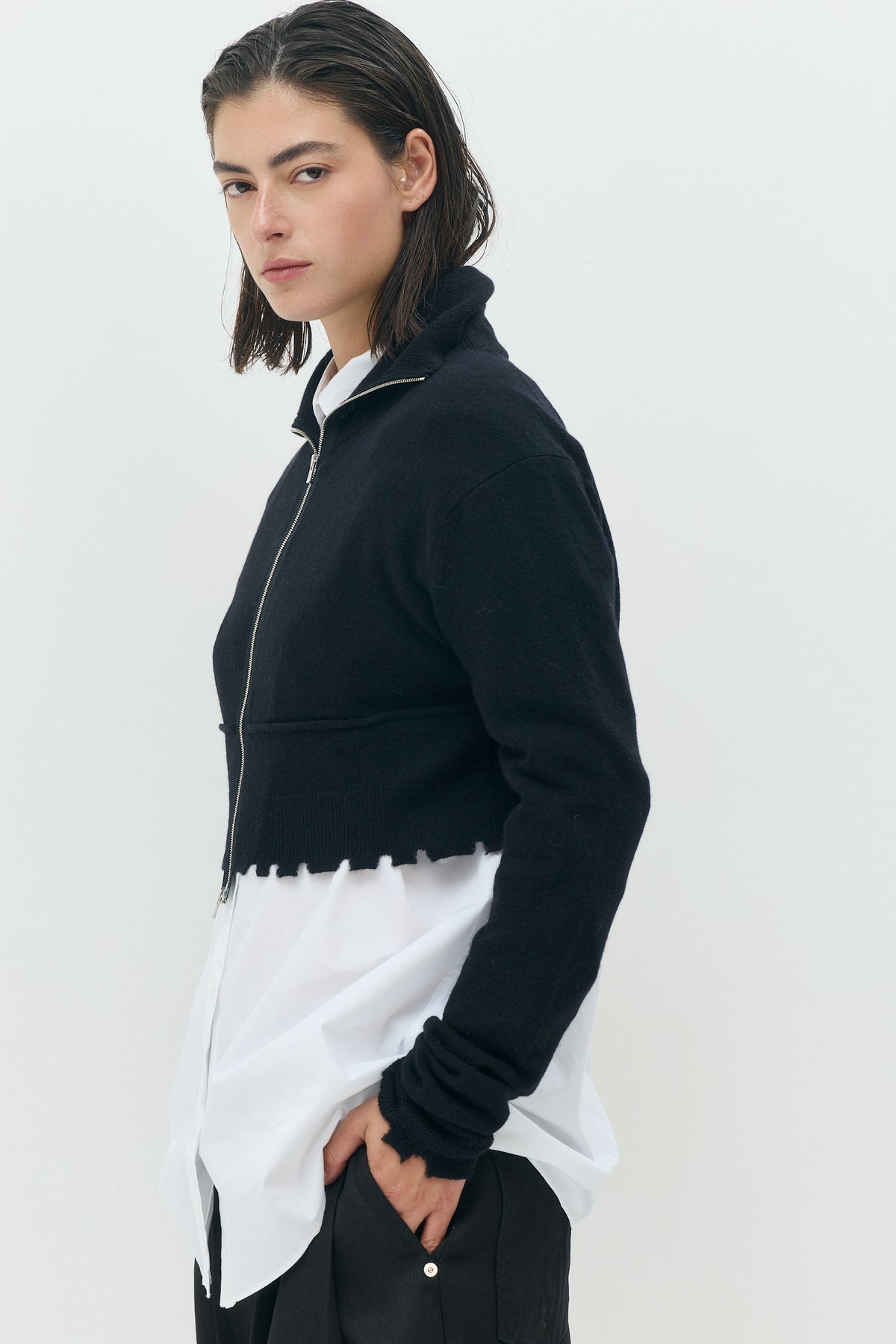 Wool Destroyed Crop Knit