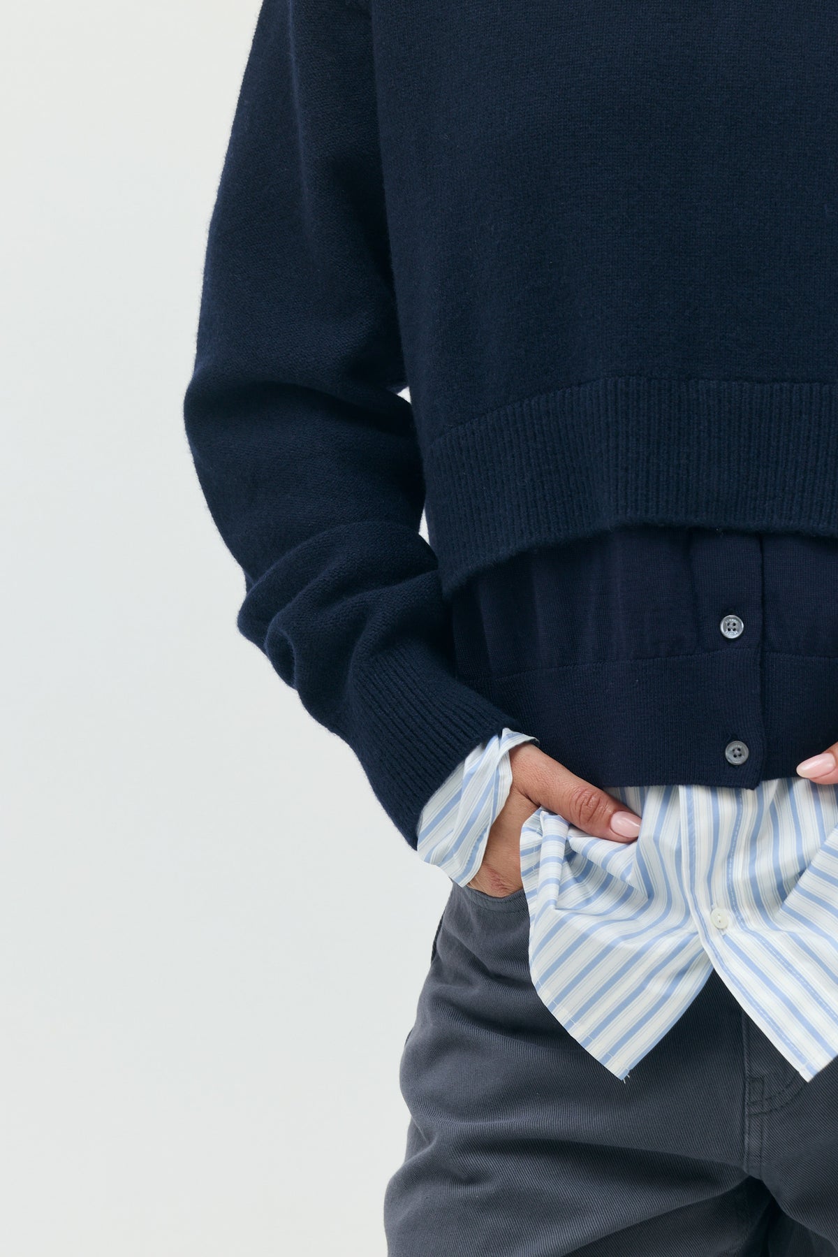Layered Bottom High Neck Knit