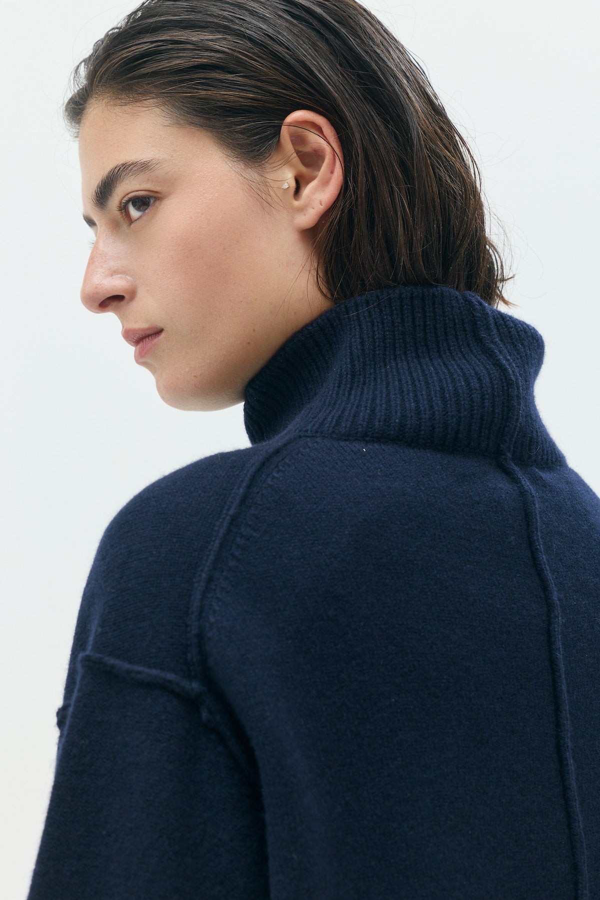 Layered Bottom High Neck Knit
