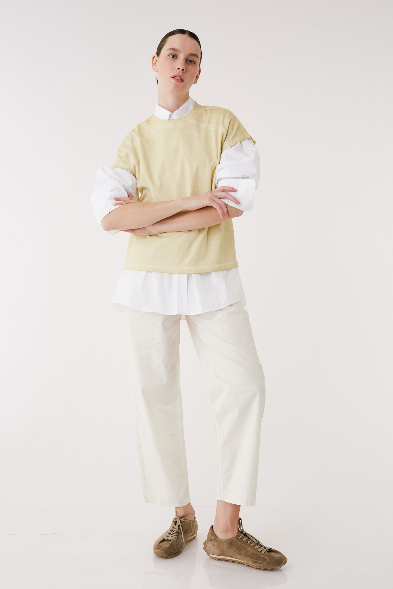 Slab beige crew neck tee