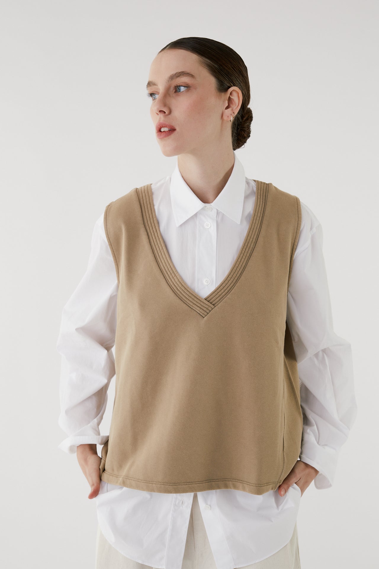 Lana Camel V-Neck Top