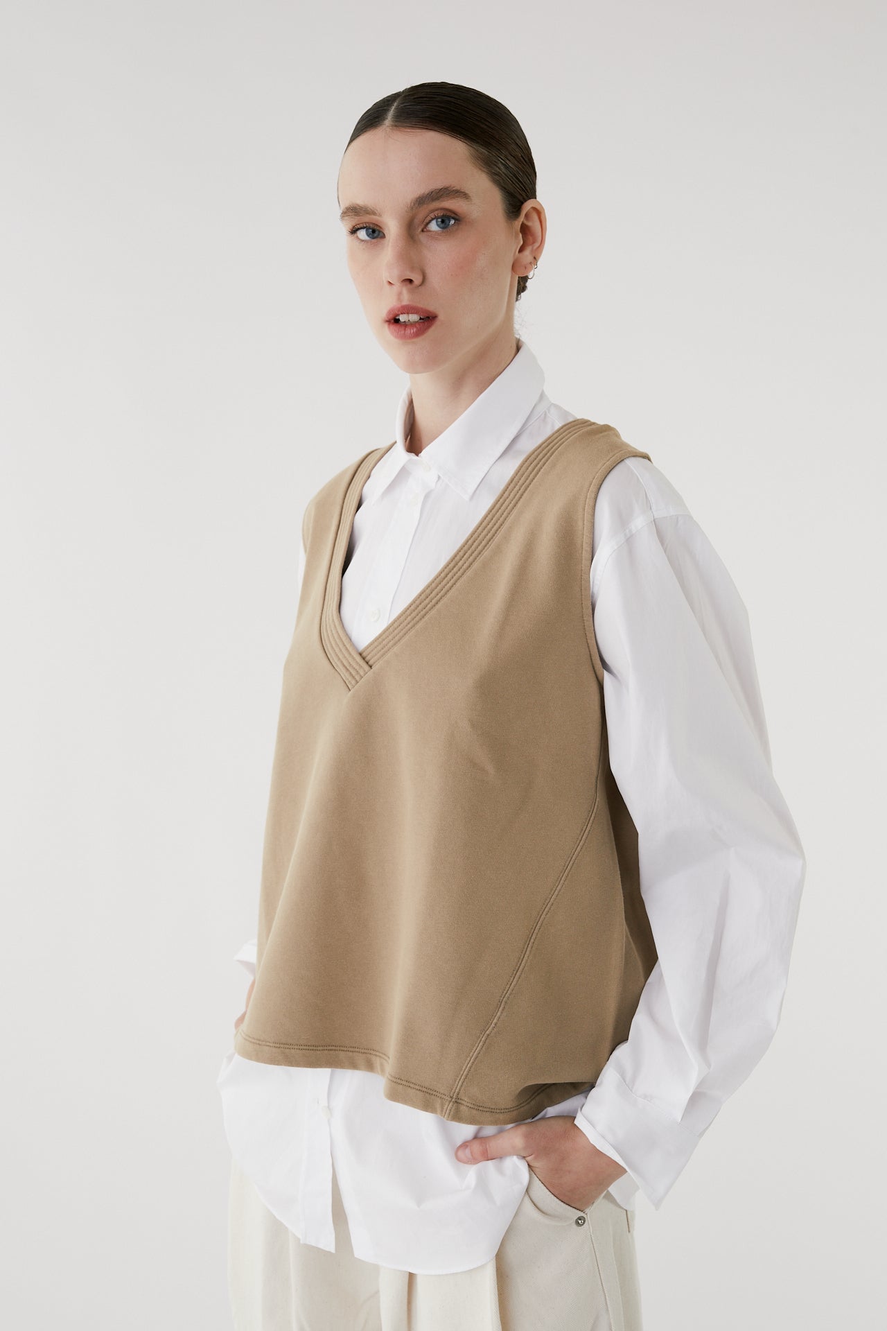 Lana Camel V-Neck Top