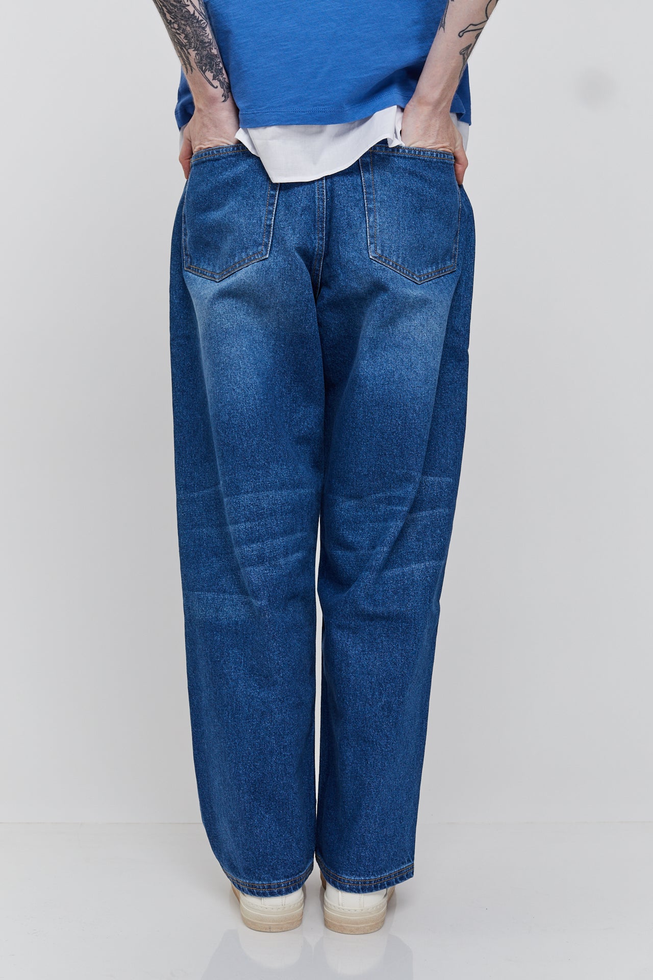 NAVY LOOSE FIT DENIM TROUSERS