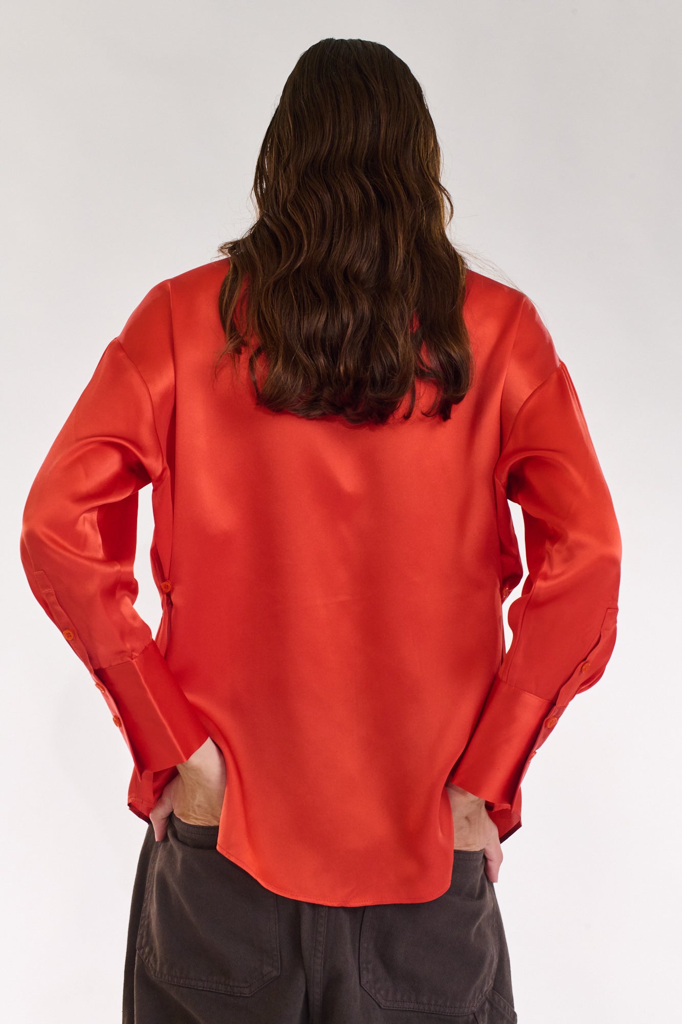 ORANGE SILKY SHIRT