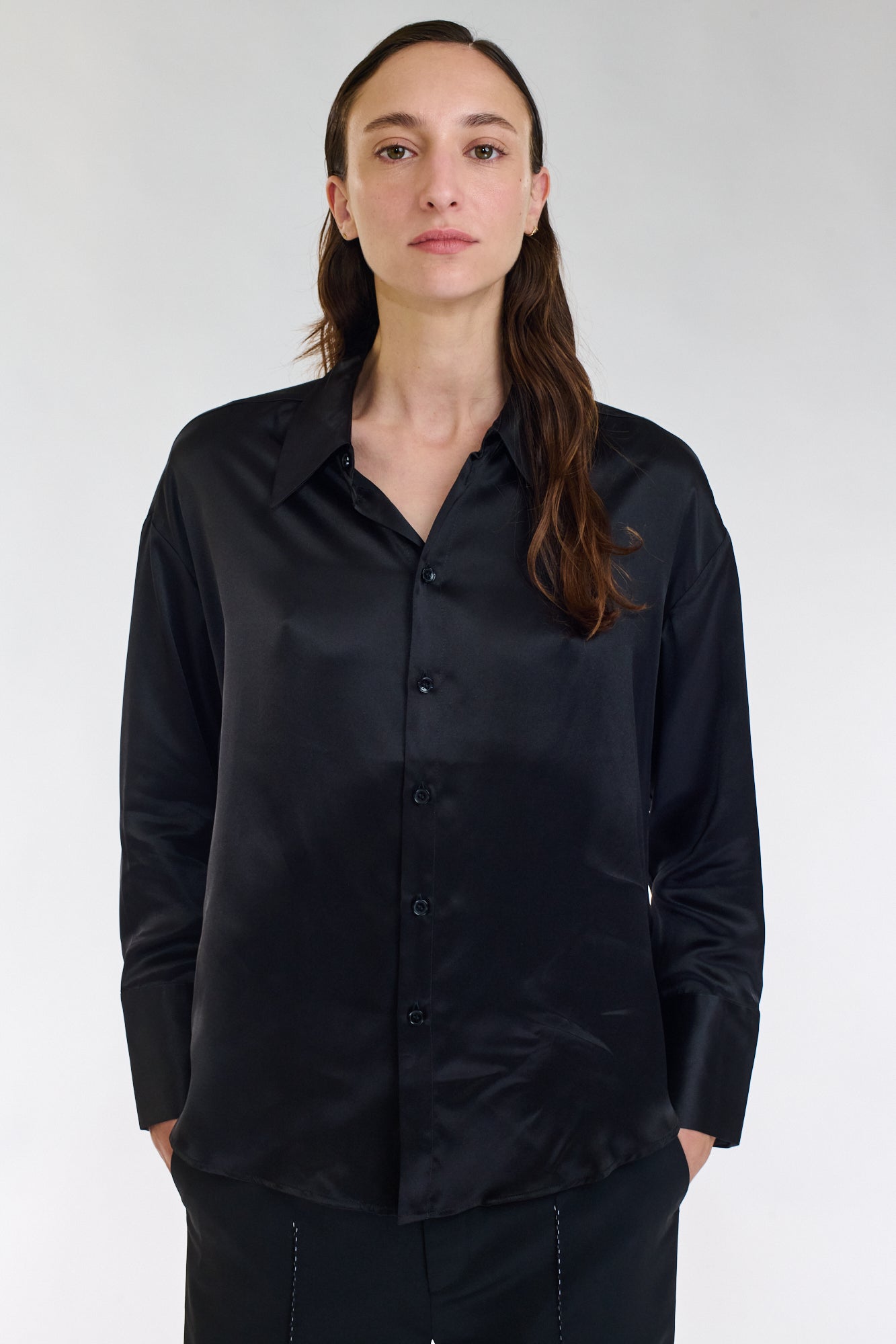 BLACK SILKY SHIRT