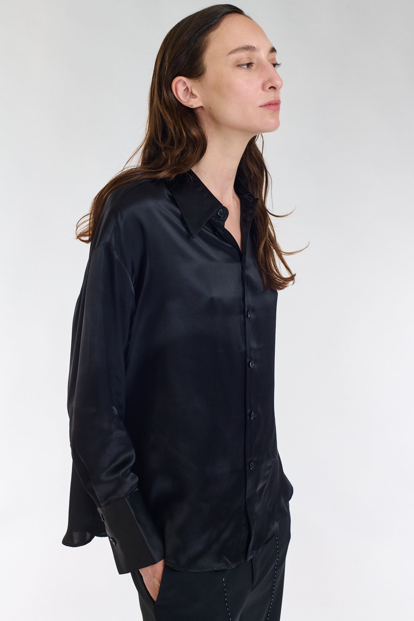 BLACK SILKY SHIRT