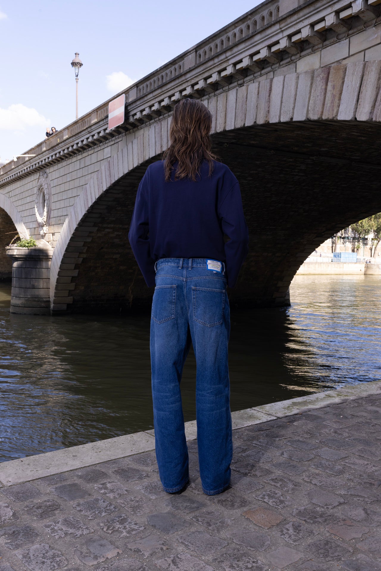 NAVY LOOSE FIT DENIM TROUSERS