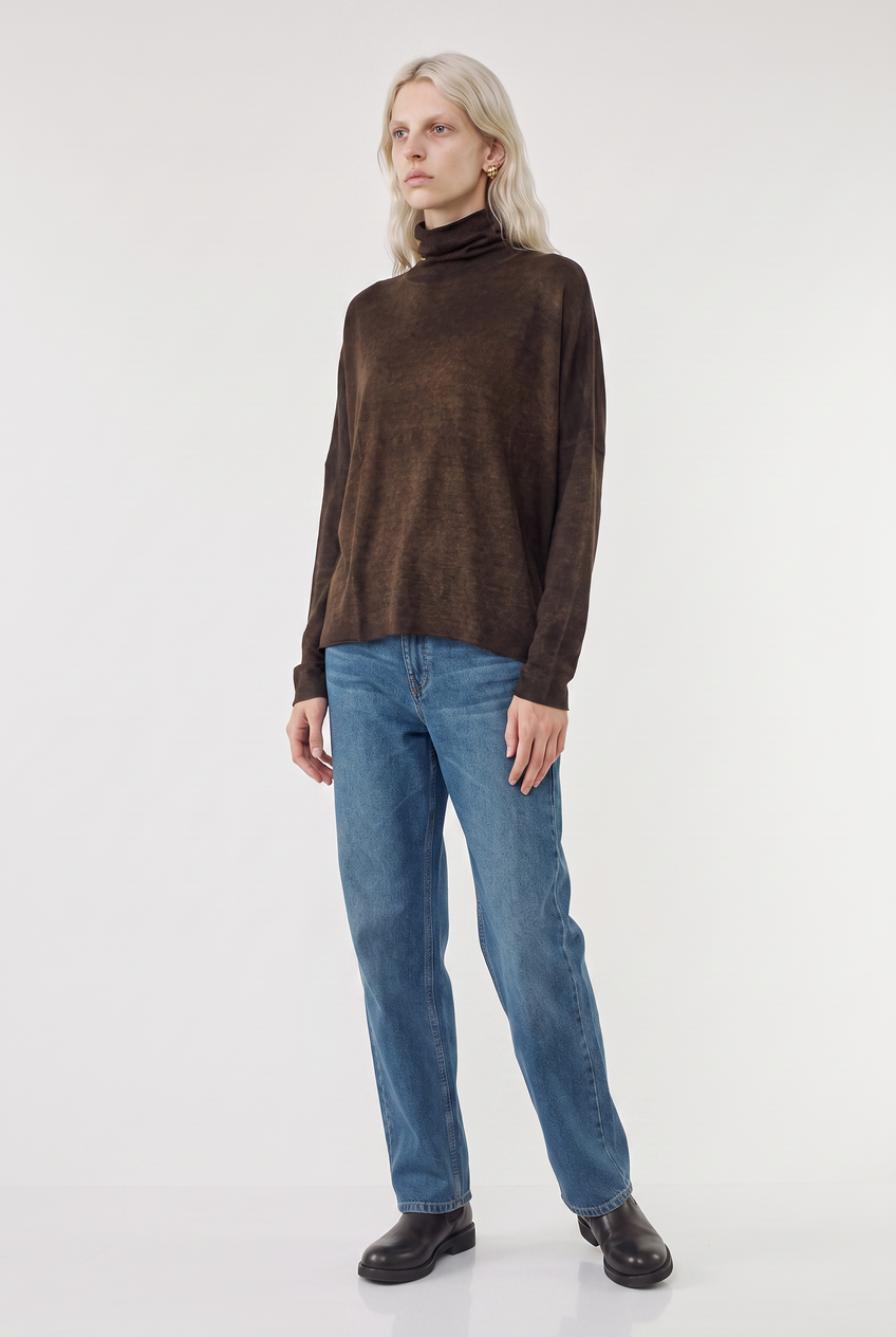 Eva High Neck Cashmere & Wool Knit