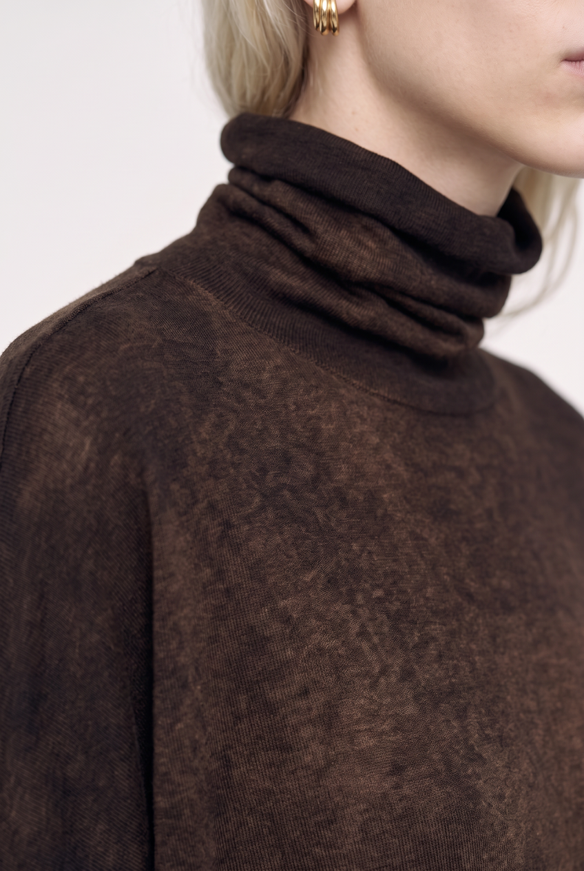 Eva High Neck Cashmere & Wool Knit