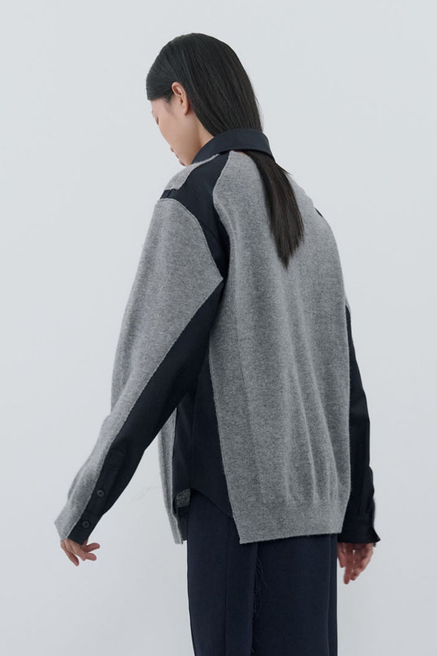 Cashmere Shirt Paneled Knit