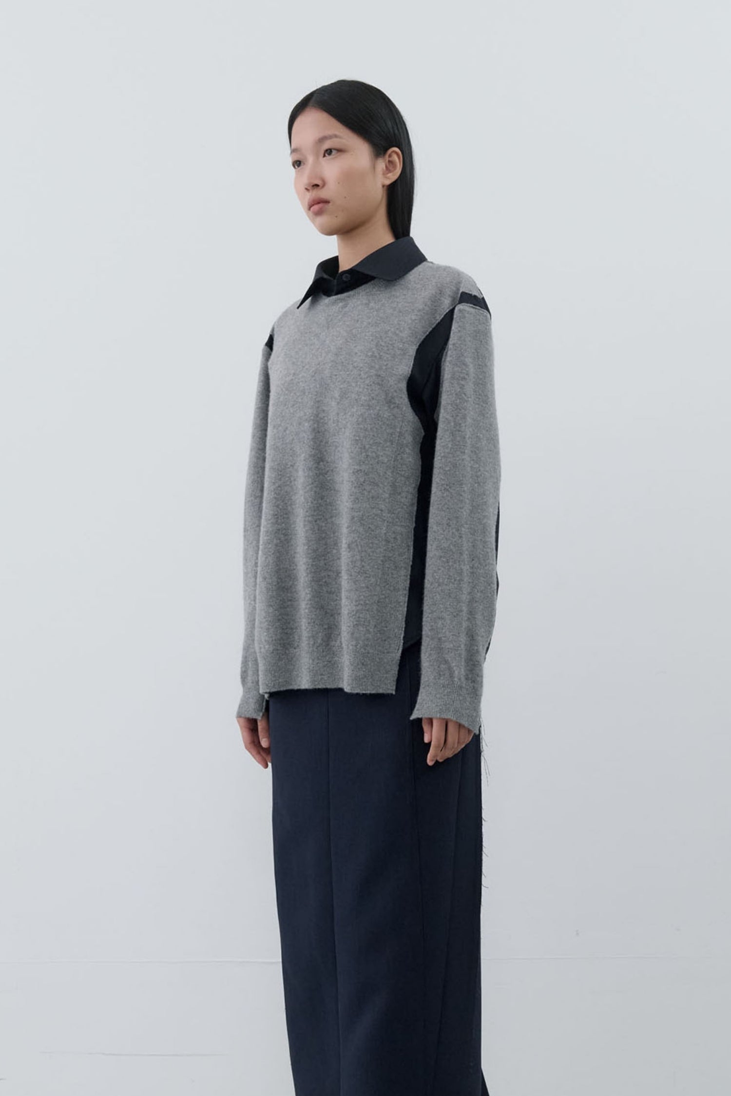 Cashmere Shirt Paneled Knit