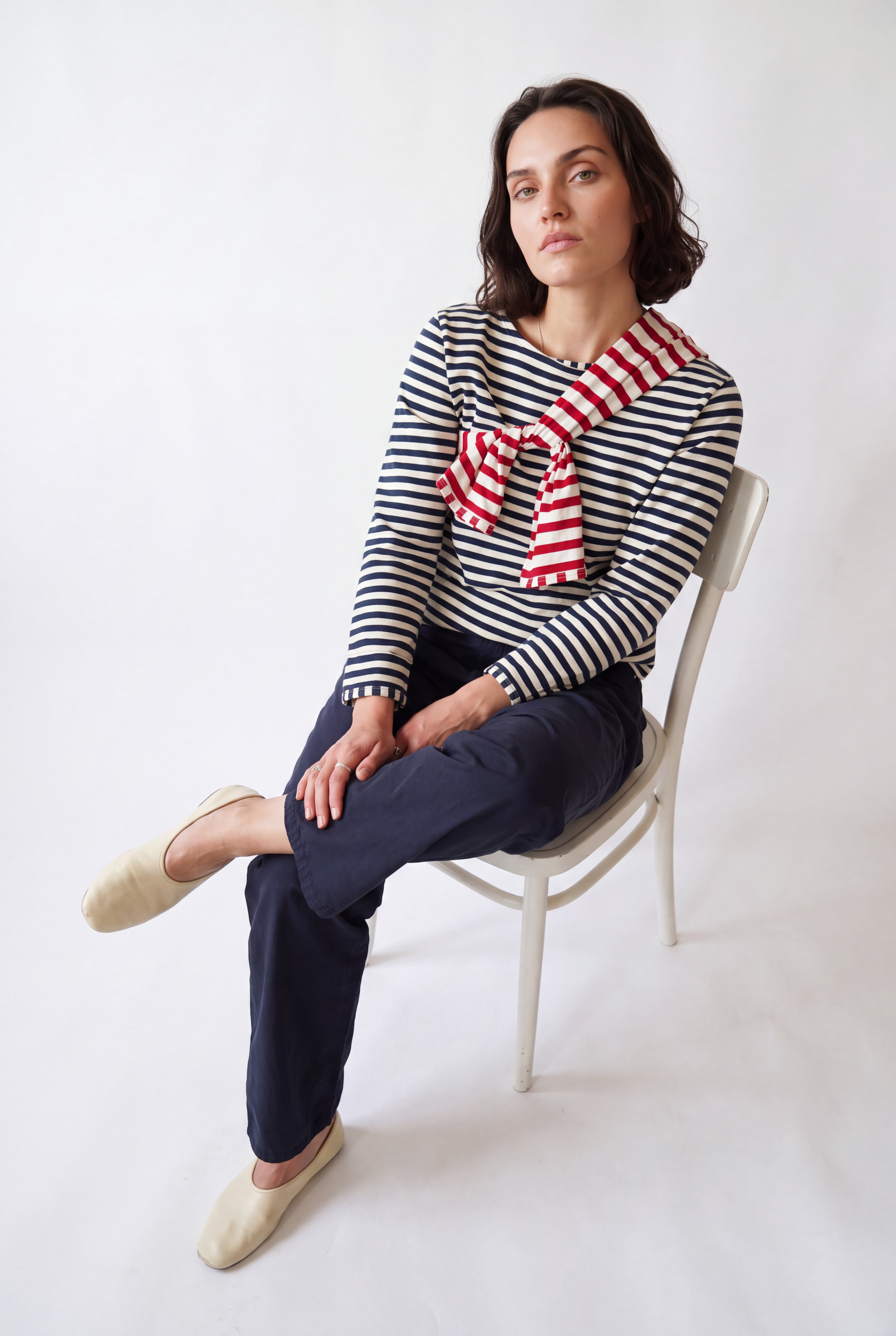 Sharon ecru navy pants