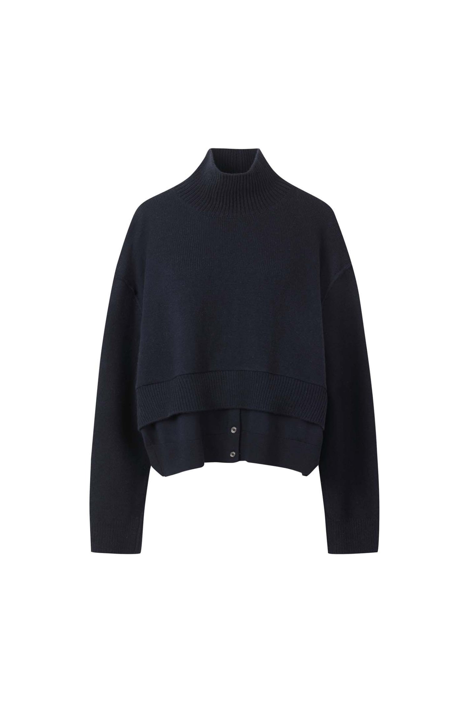 Layered Bottom High Neck Knit