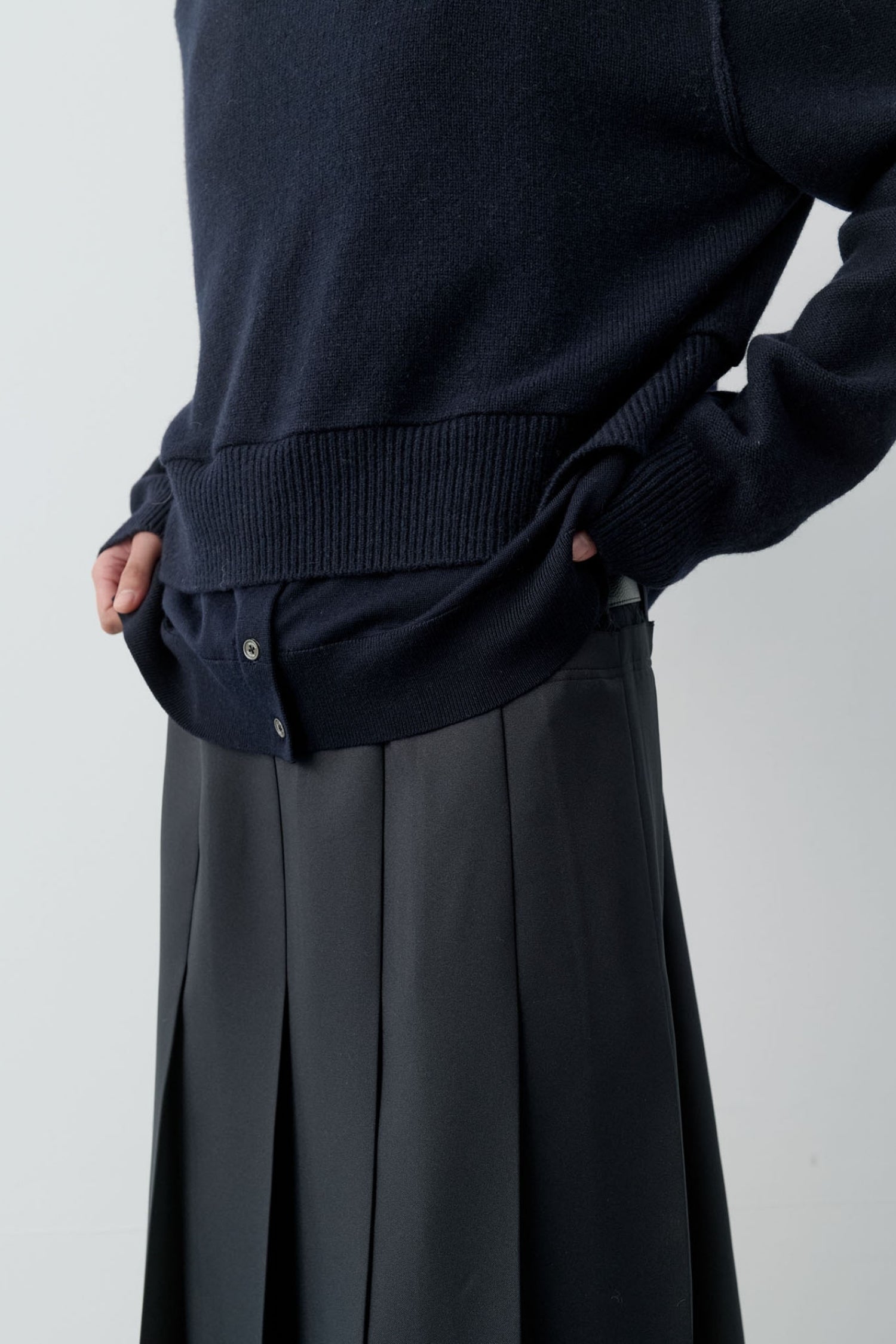 Layered Bottom High Neck Knit