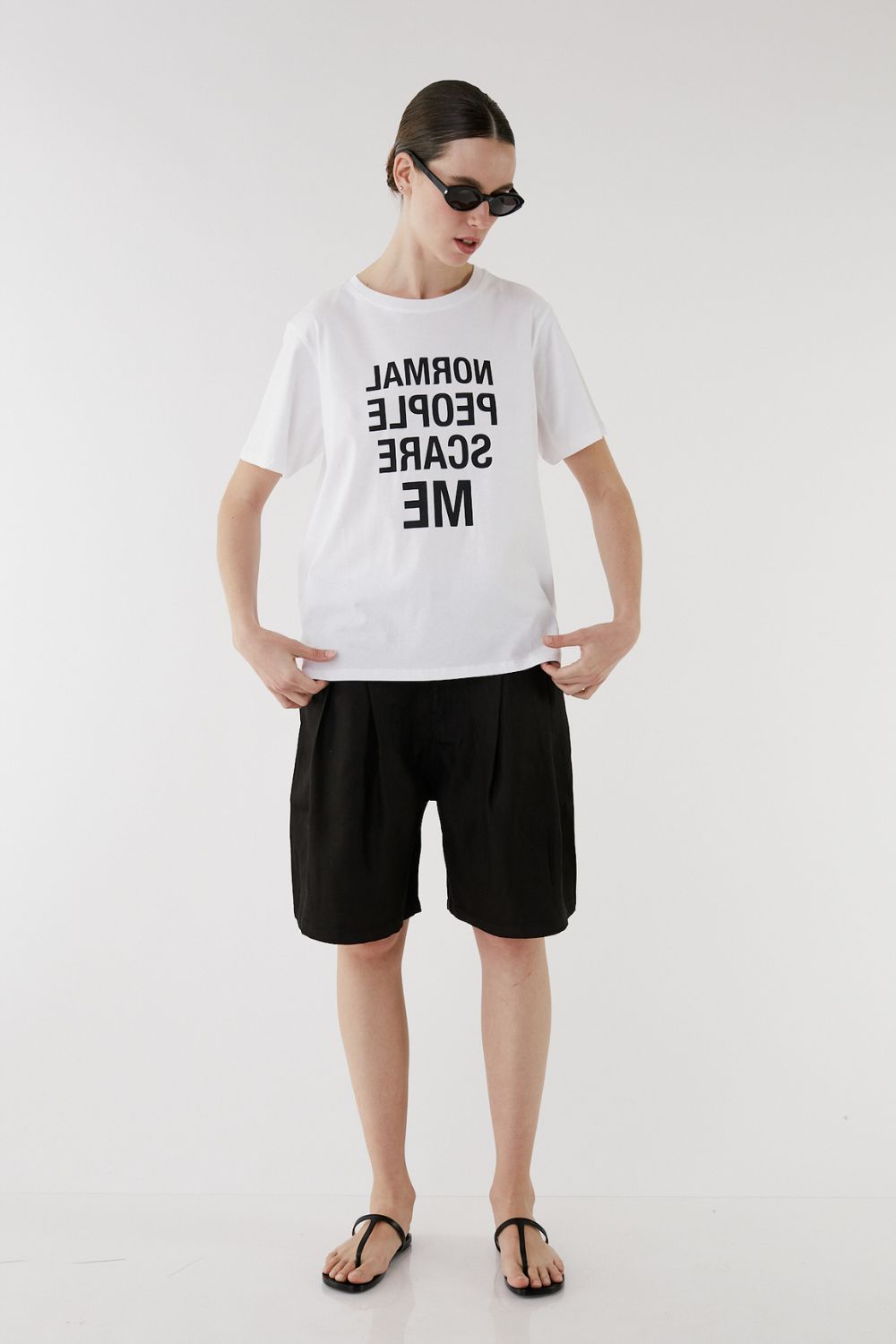 White Printed T