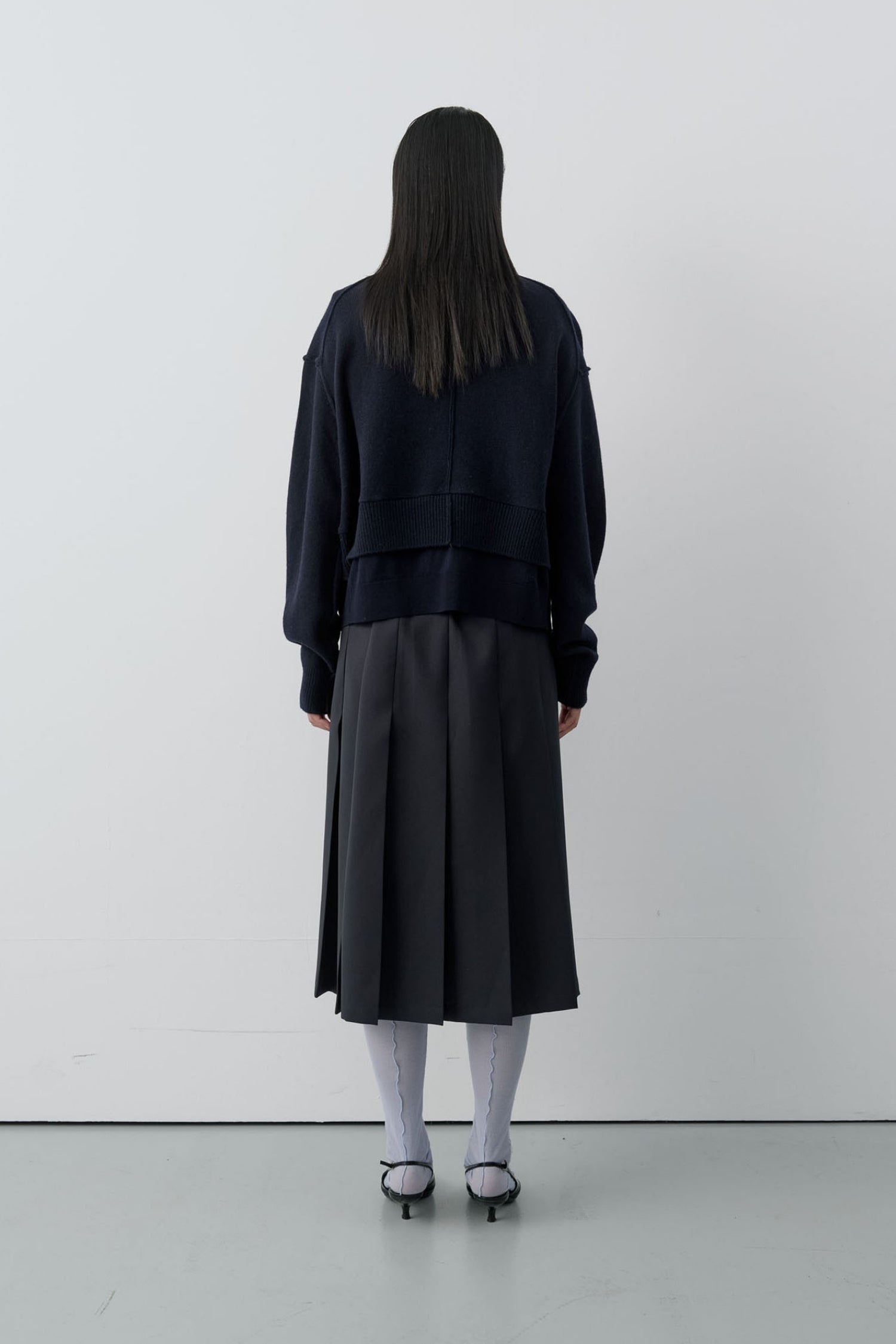Layered Bottom High Neck Knit