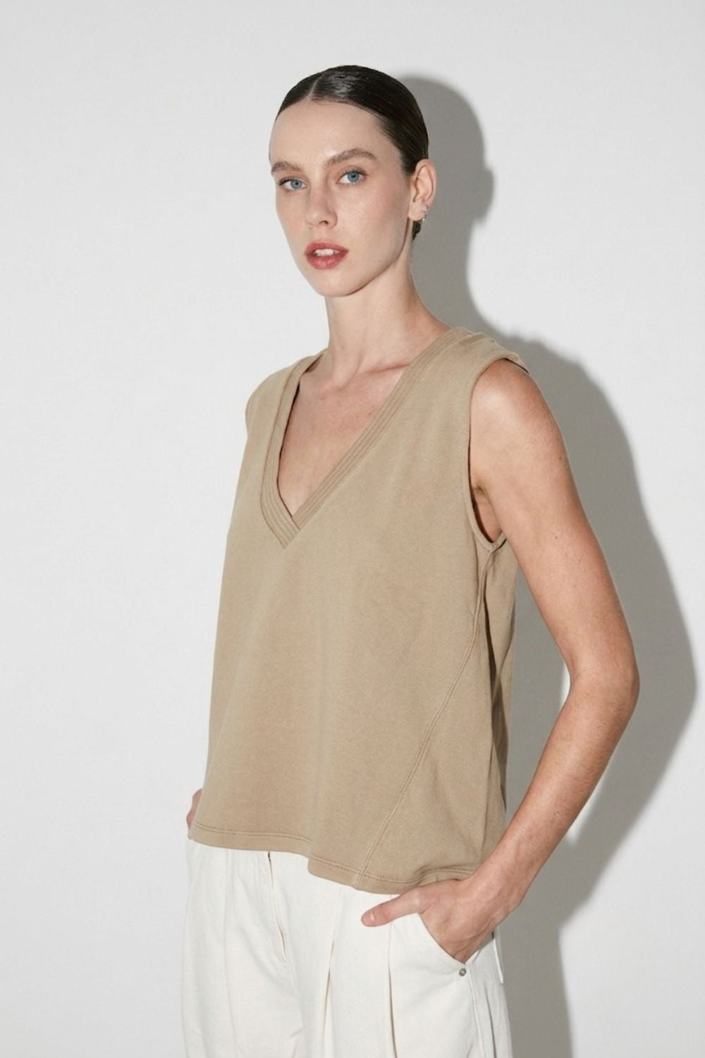 Lana Camel V-Neck Top