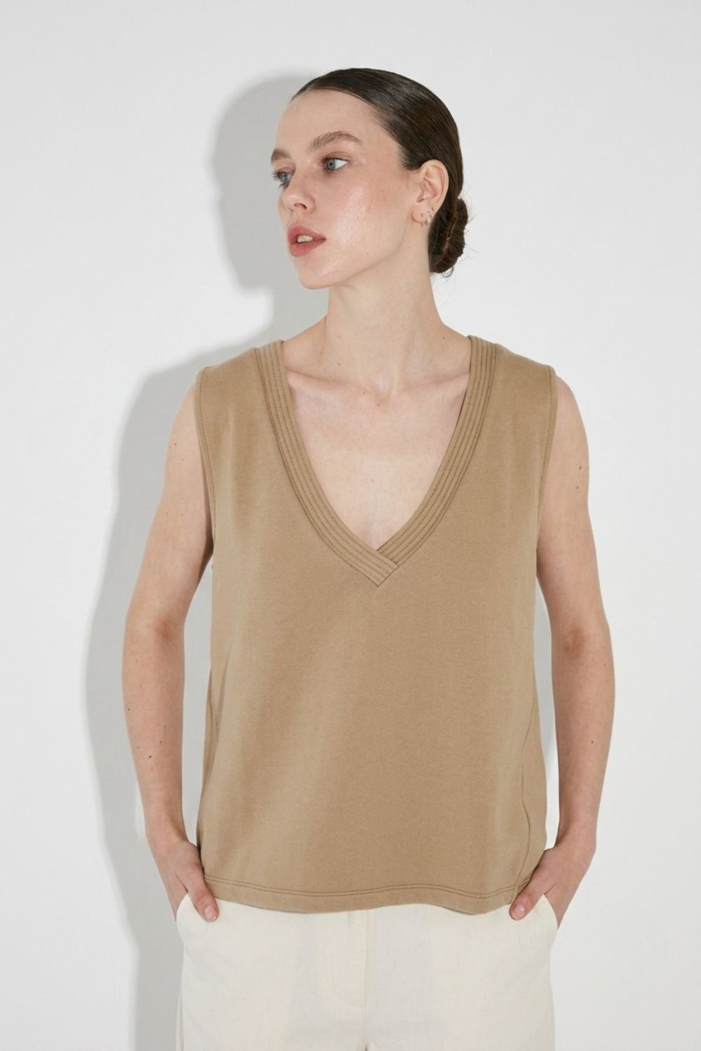 Lana Camel V-Neck Top