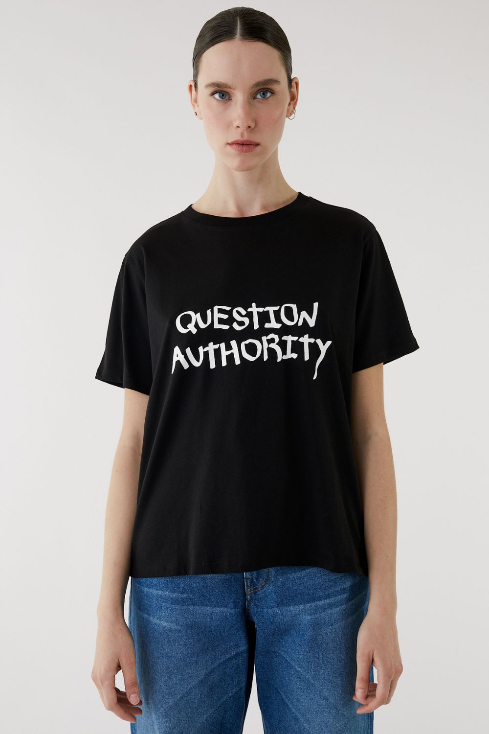 Black Printed T