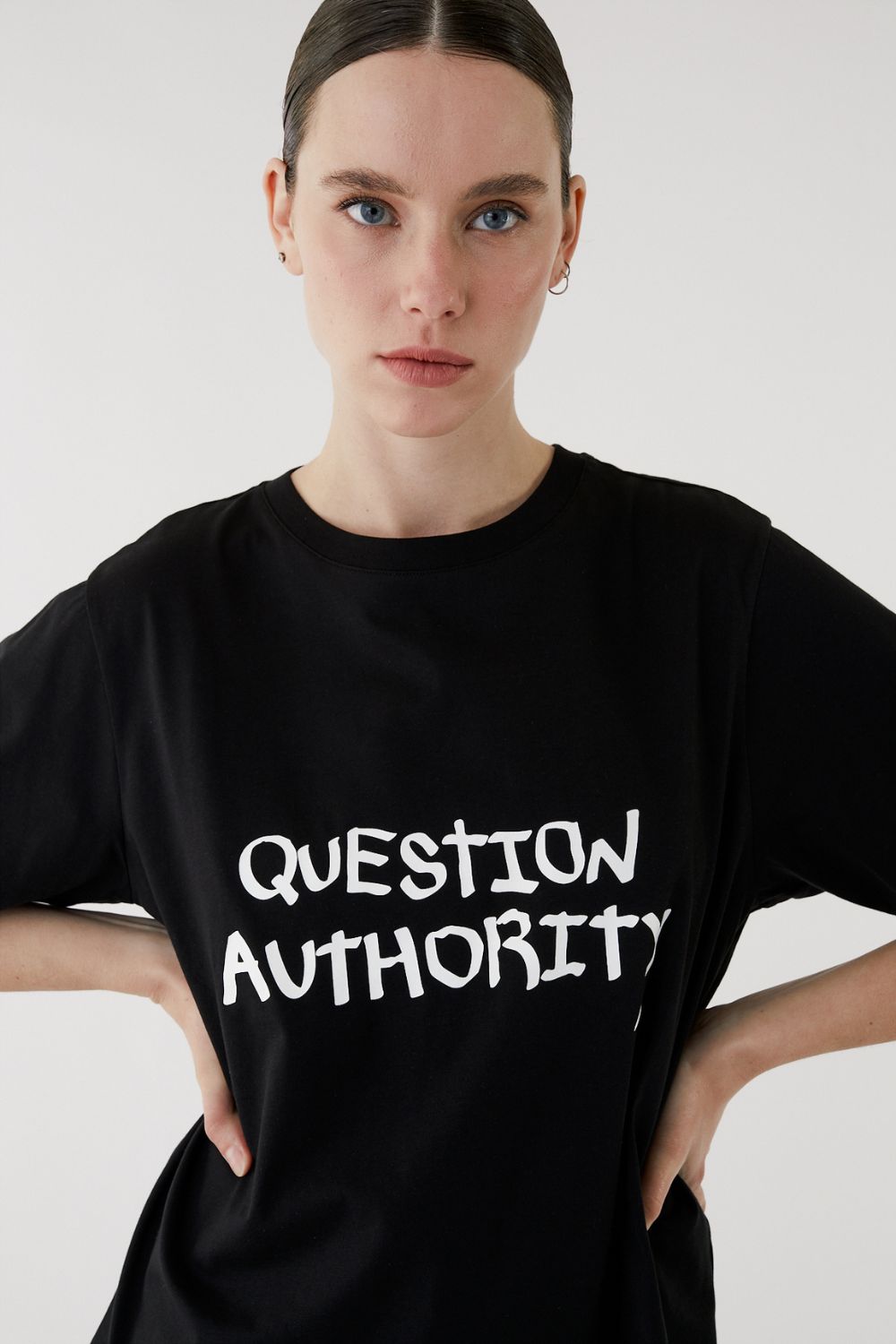 Black Printed T