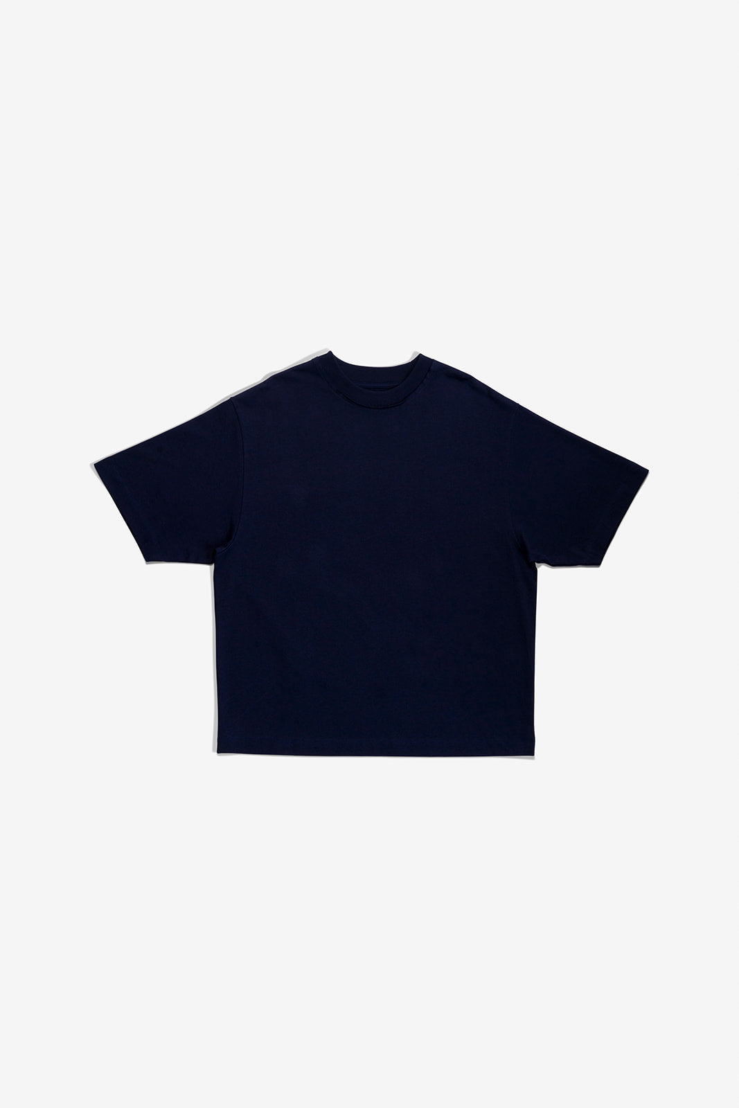 NAVY CREW NECK T-SHIRT - RELAXED UNISEX FITLOGO PATCH