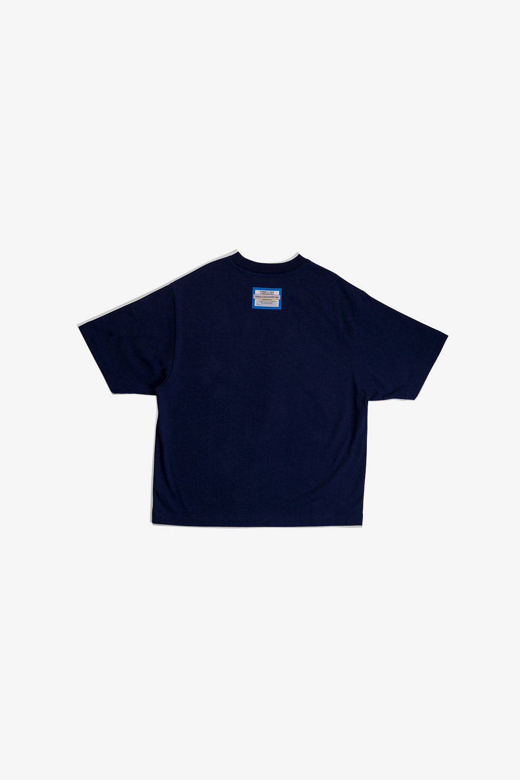 NAVY CREW NECK T-SHIRT - RELAXED UNISEX FITLOGO PATCH