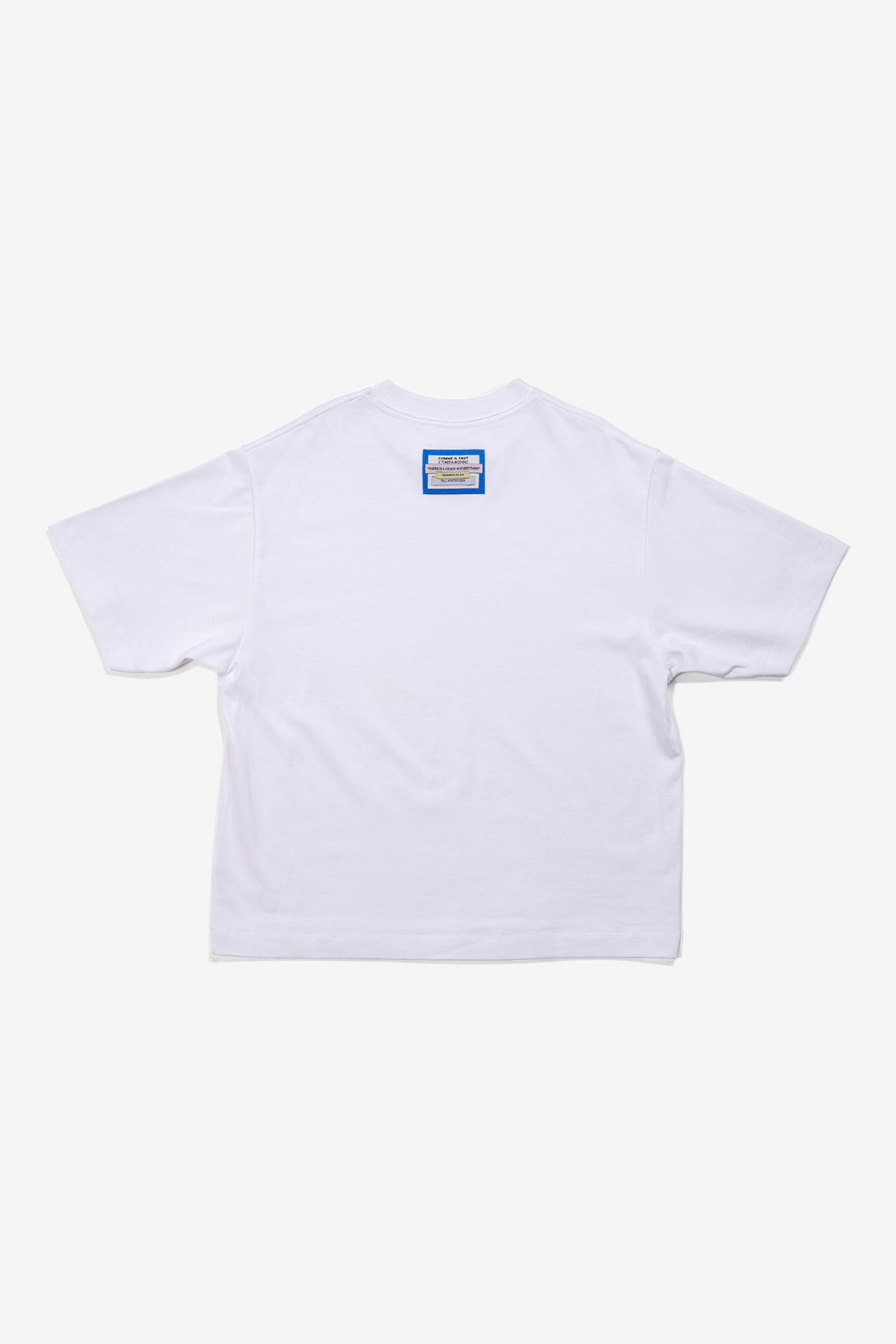 WHITE CREW NECK T-SHIRT - RELAXED UNISEX FITLOGO PATCH