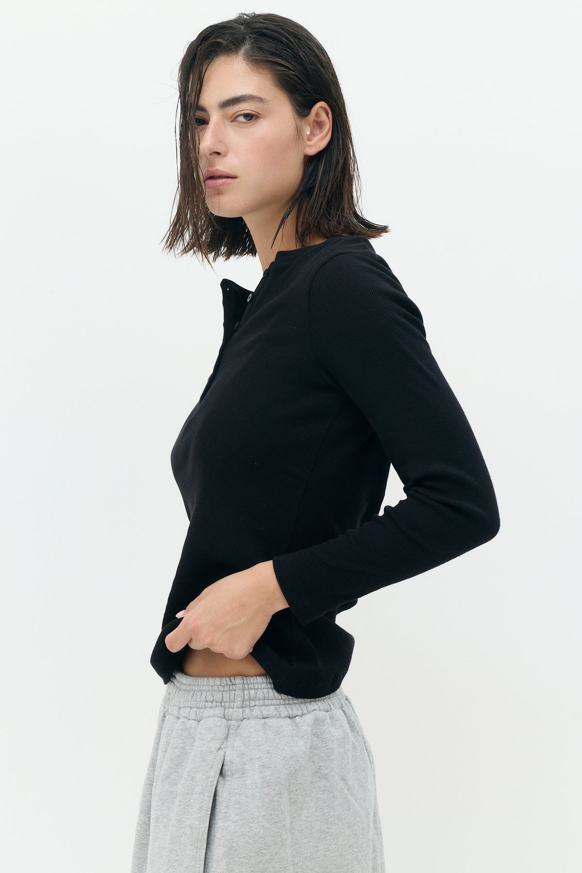 KAY Fitted Button-Front Top