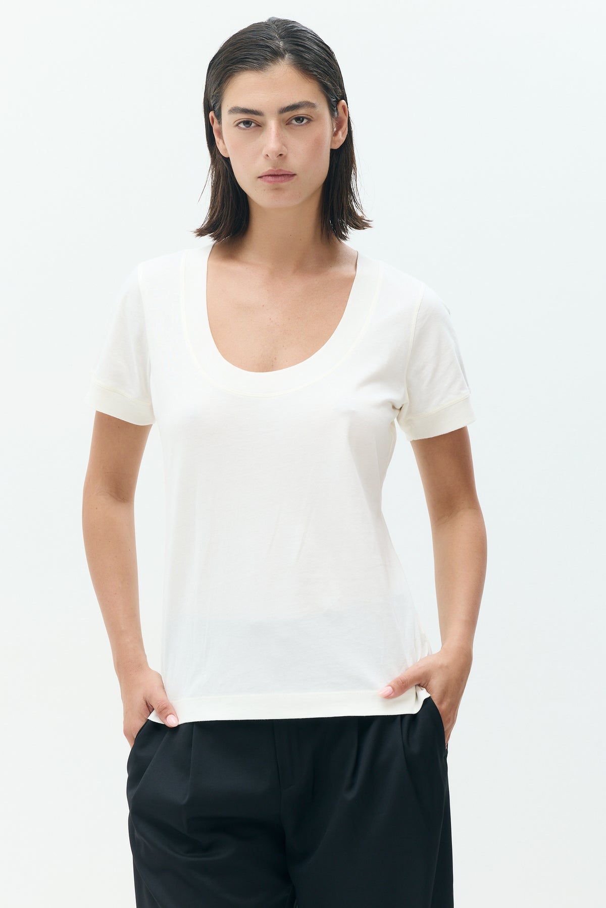 MILA Fitted Off-White T-Shirt