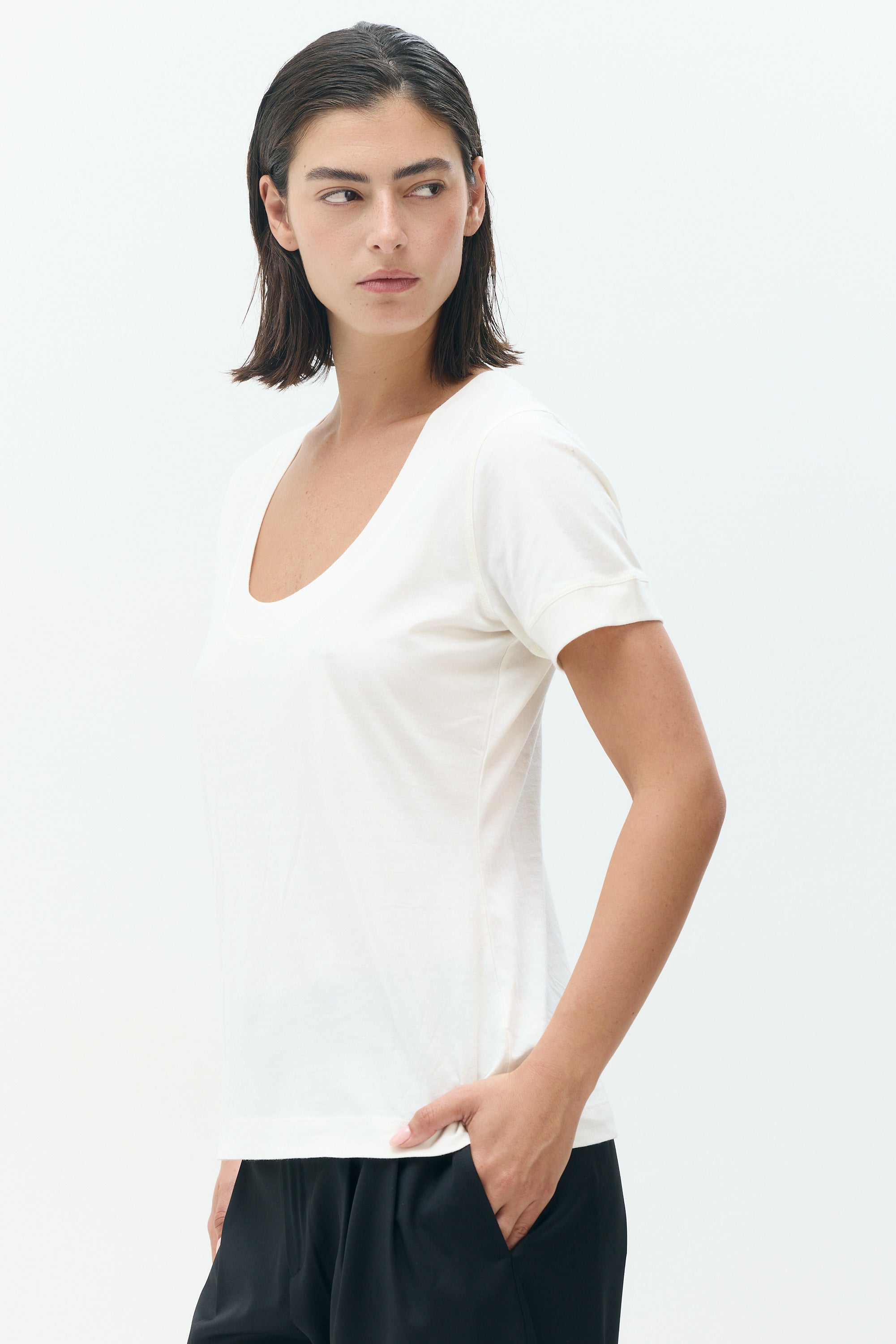 MILA Fitted Off-White T-Shirt