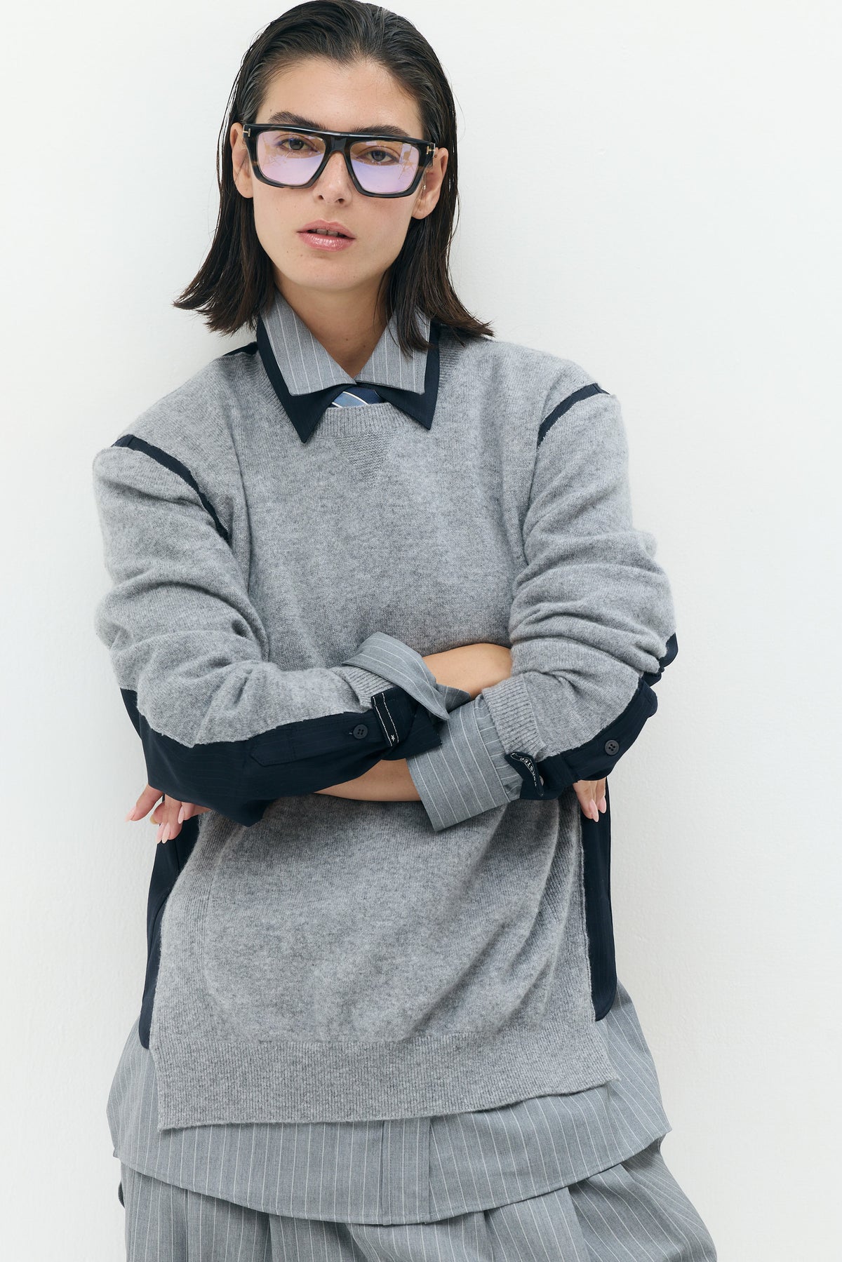 Cashmere Shirt Paneled Knit