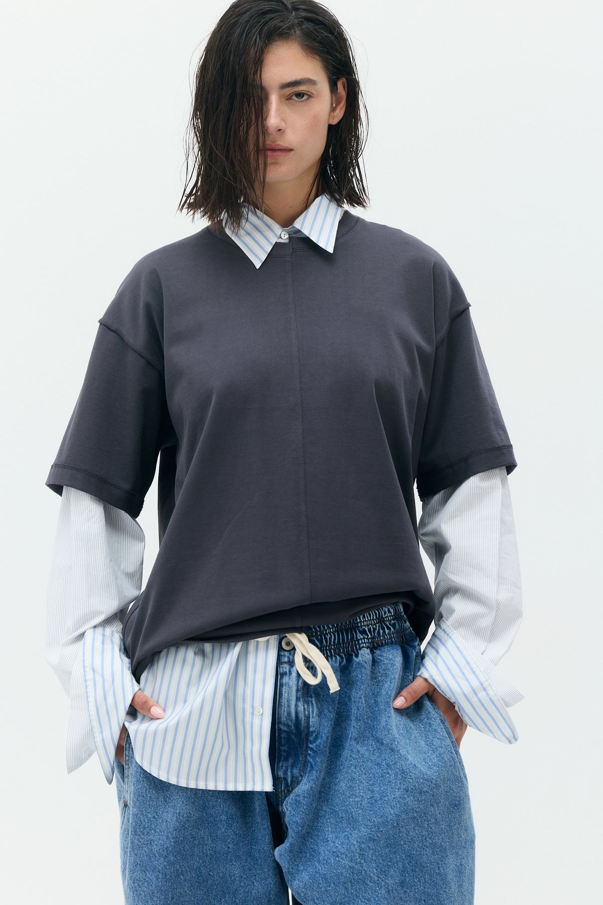Layered Shirt-Sleeve Tee