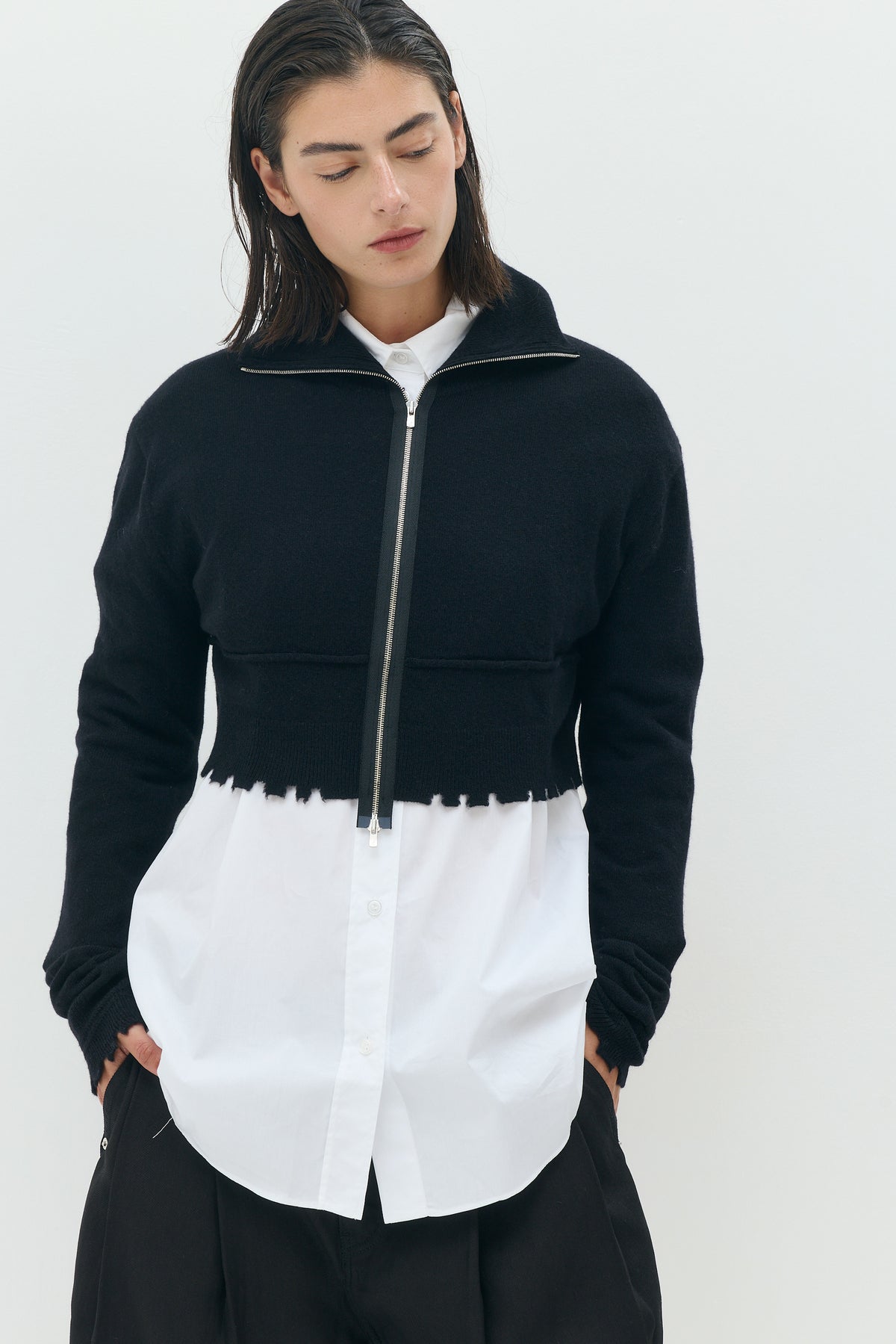 Wool Destroyed Crop Knit