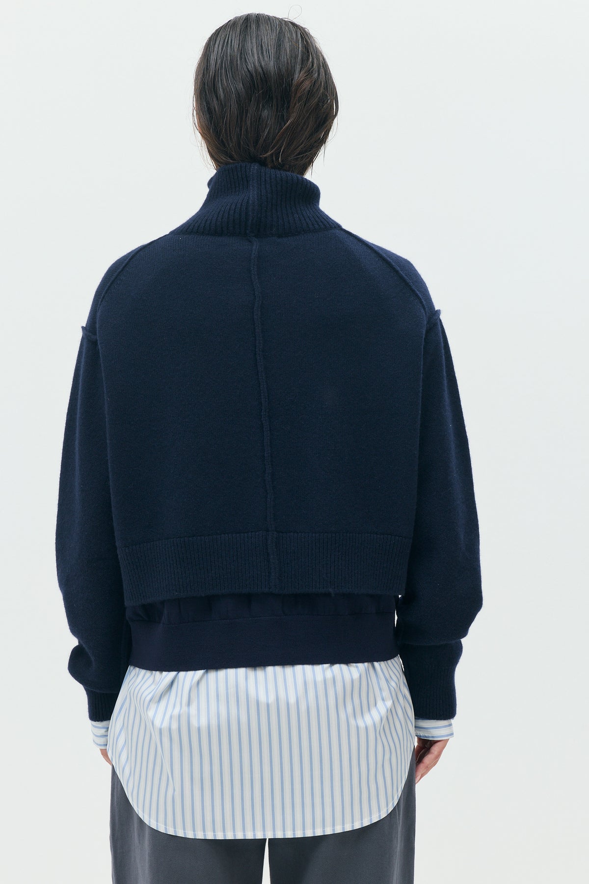 Layered Bottom High Neck Knit