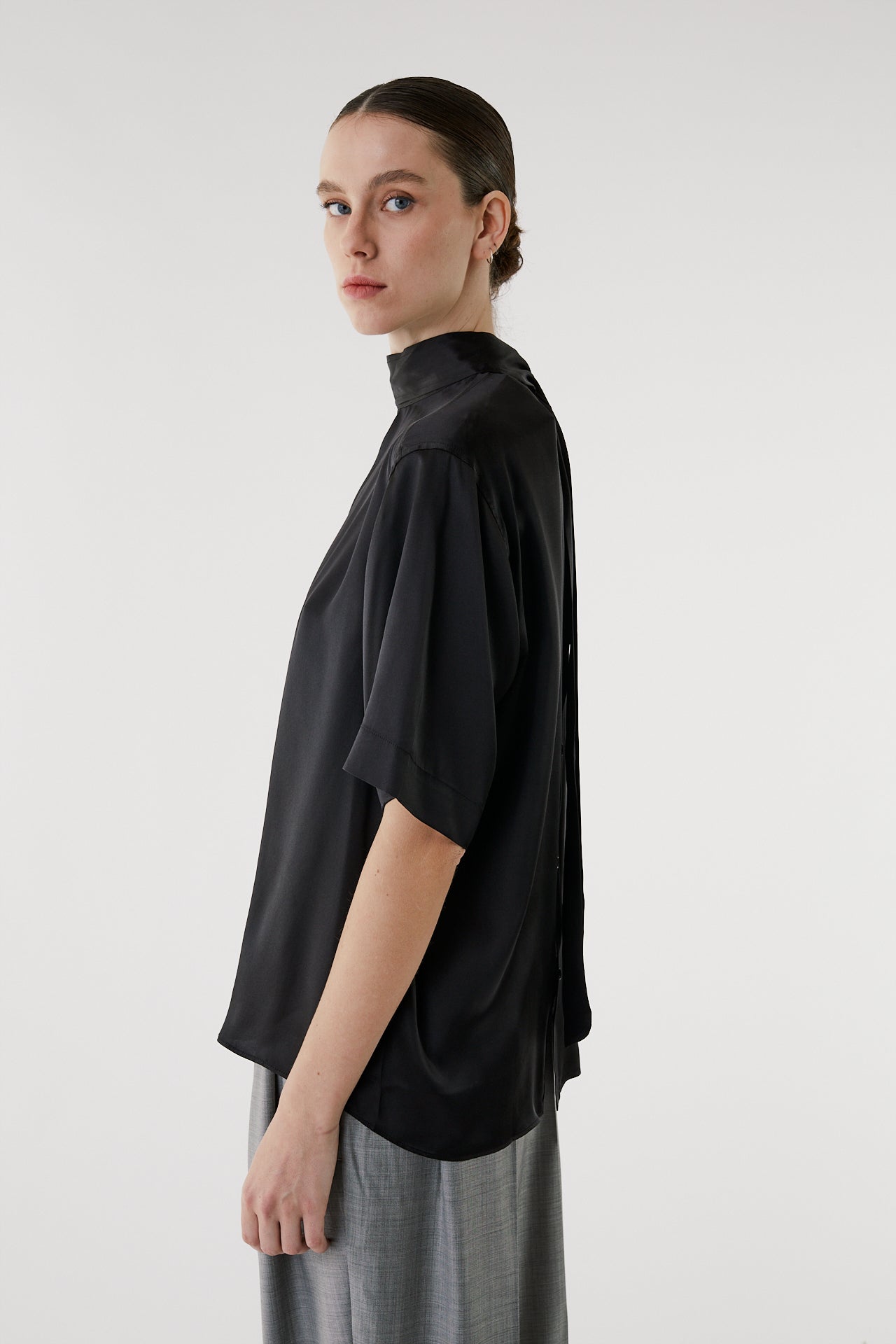 Caroline silk tie neck shirt